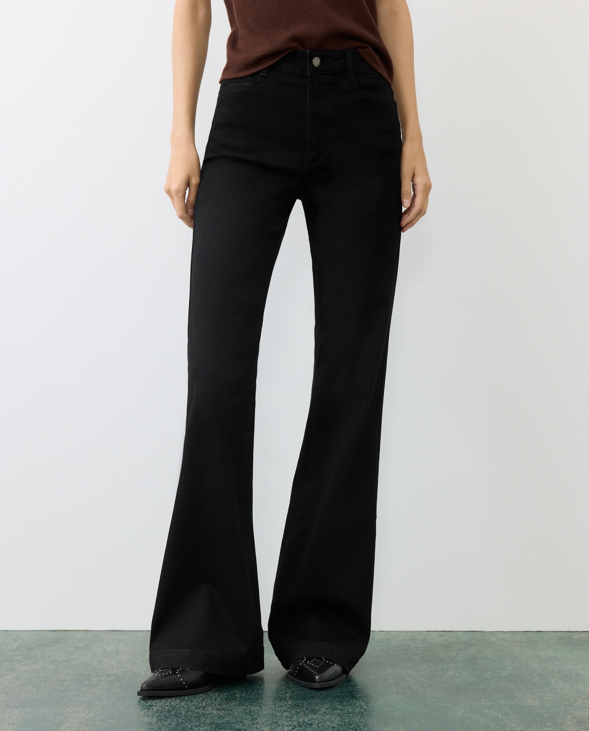 Jeans flare de mujer 5 bolsillos - Tintoretto - Negro intenso Negro intenso-2