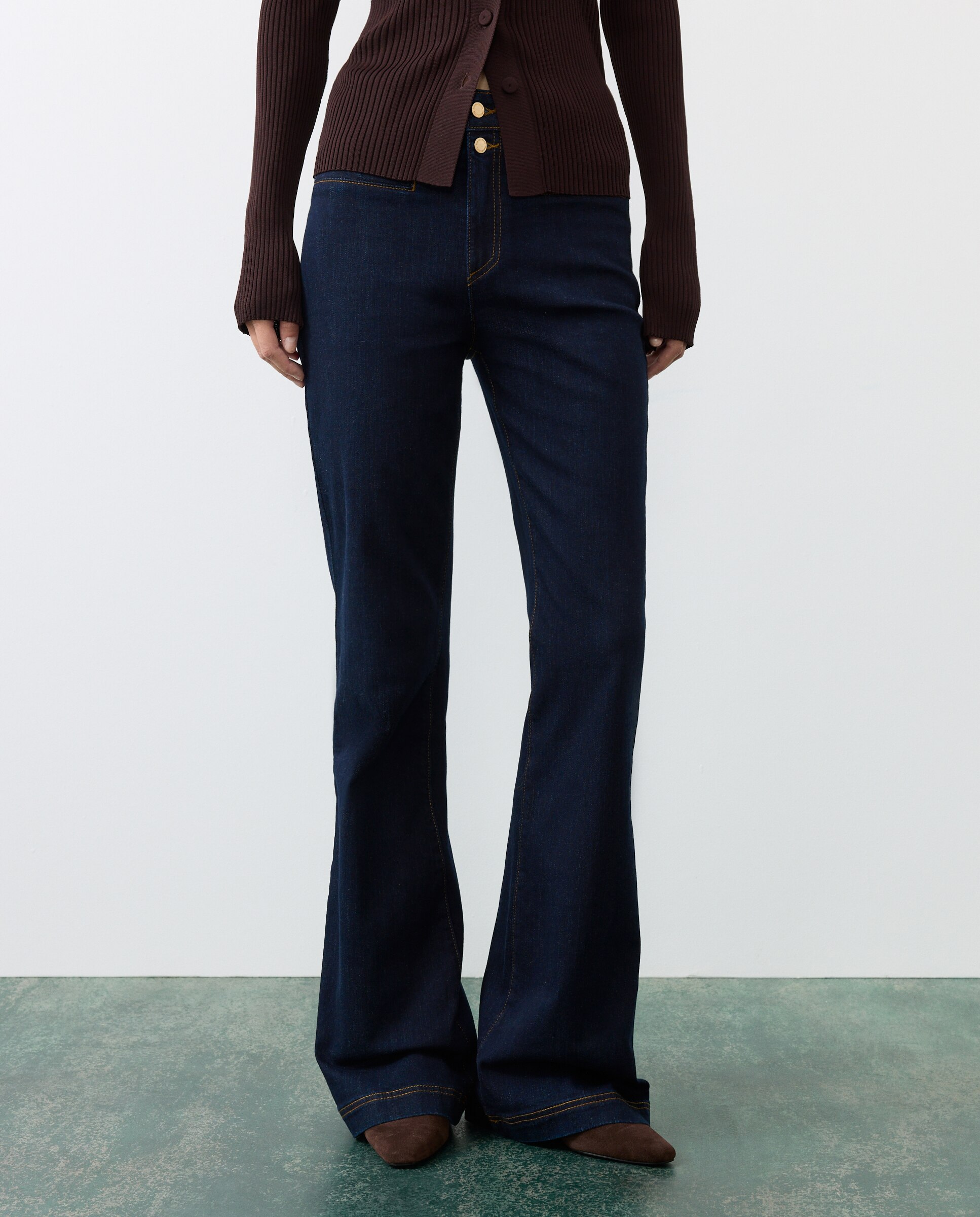 Jeans flare de mujer 2 botones - Tintoretto - Gris oscuro Gris oscuro-2