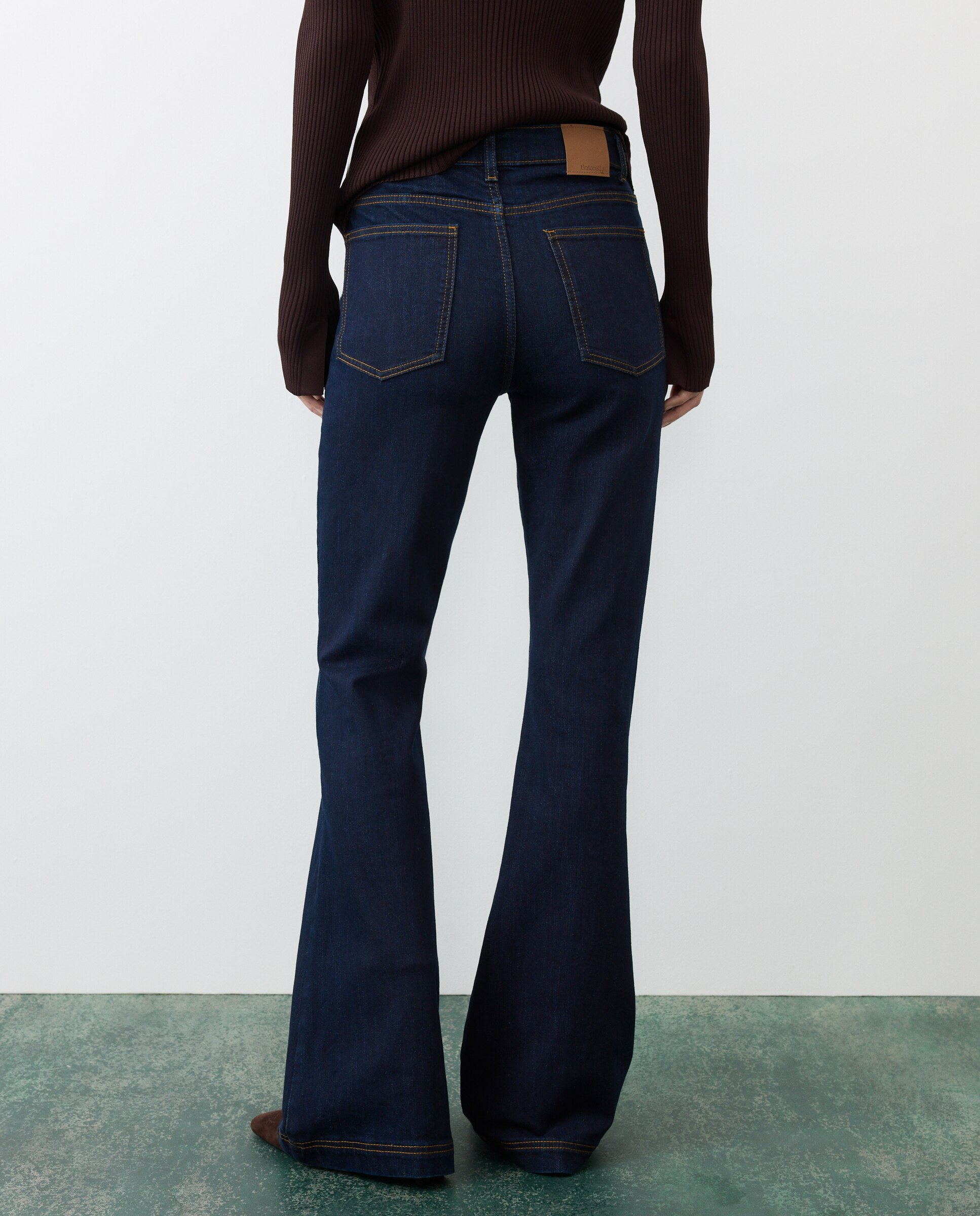 Jeans flare de mujer 2 botones - Tintoretto - Gris oscuro Gris oscuro-3