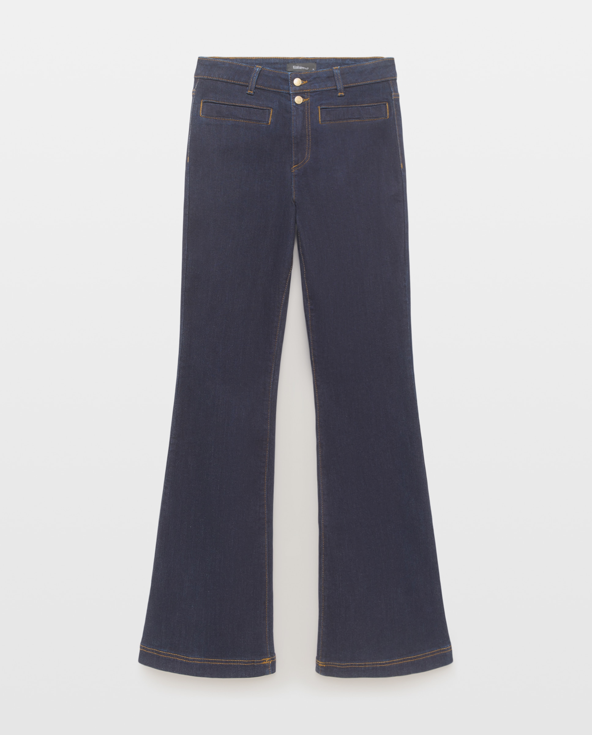Jeans flare de mujer 2 botones - Tintoretto - Gris oscuro Gris oscuro-4