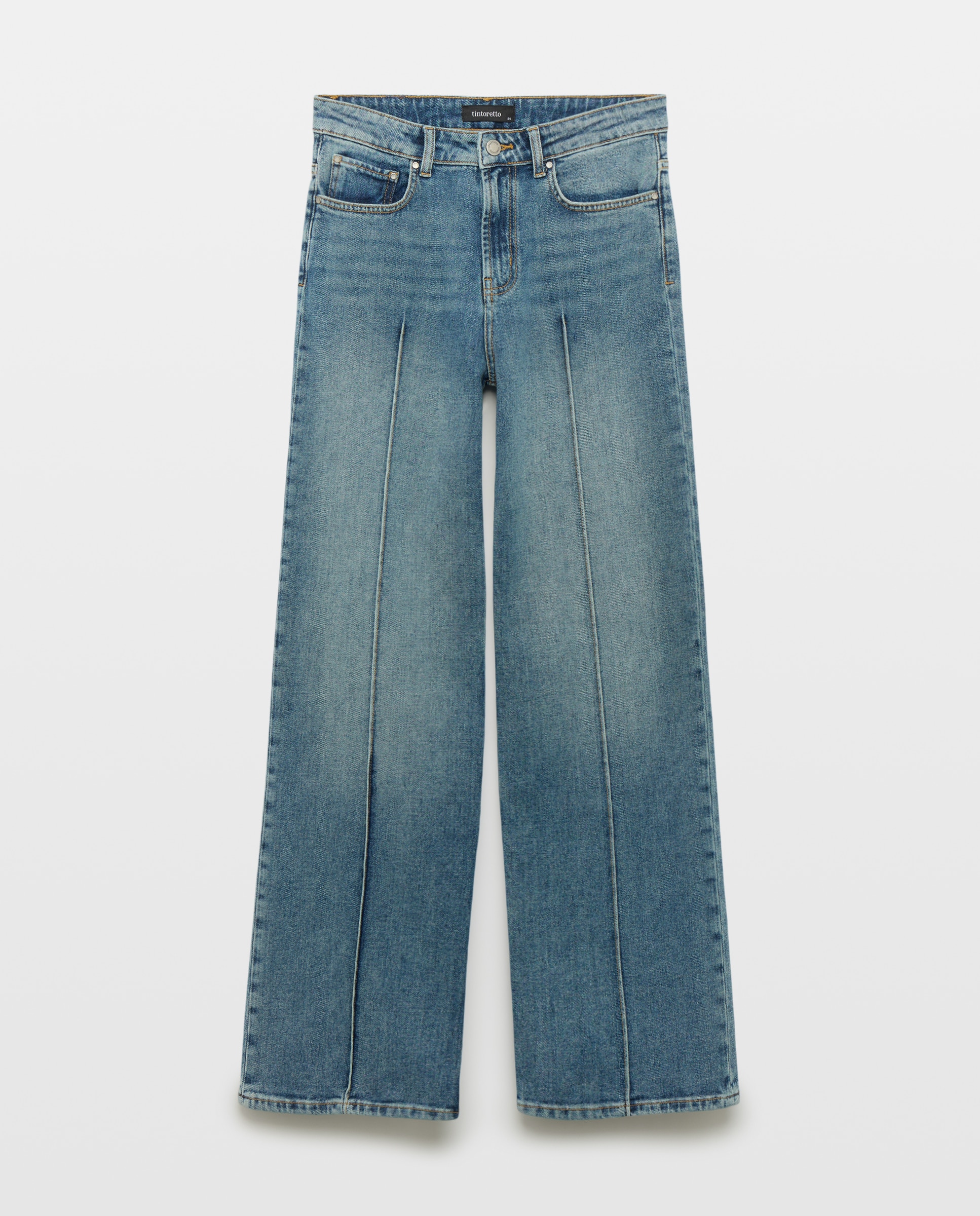 Jeans recto de mujer con costura central - Tintoretto - Gris Gris-4