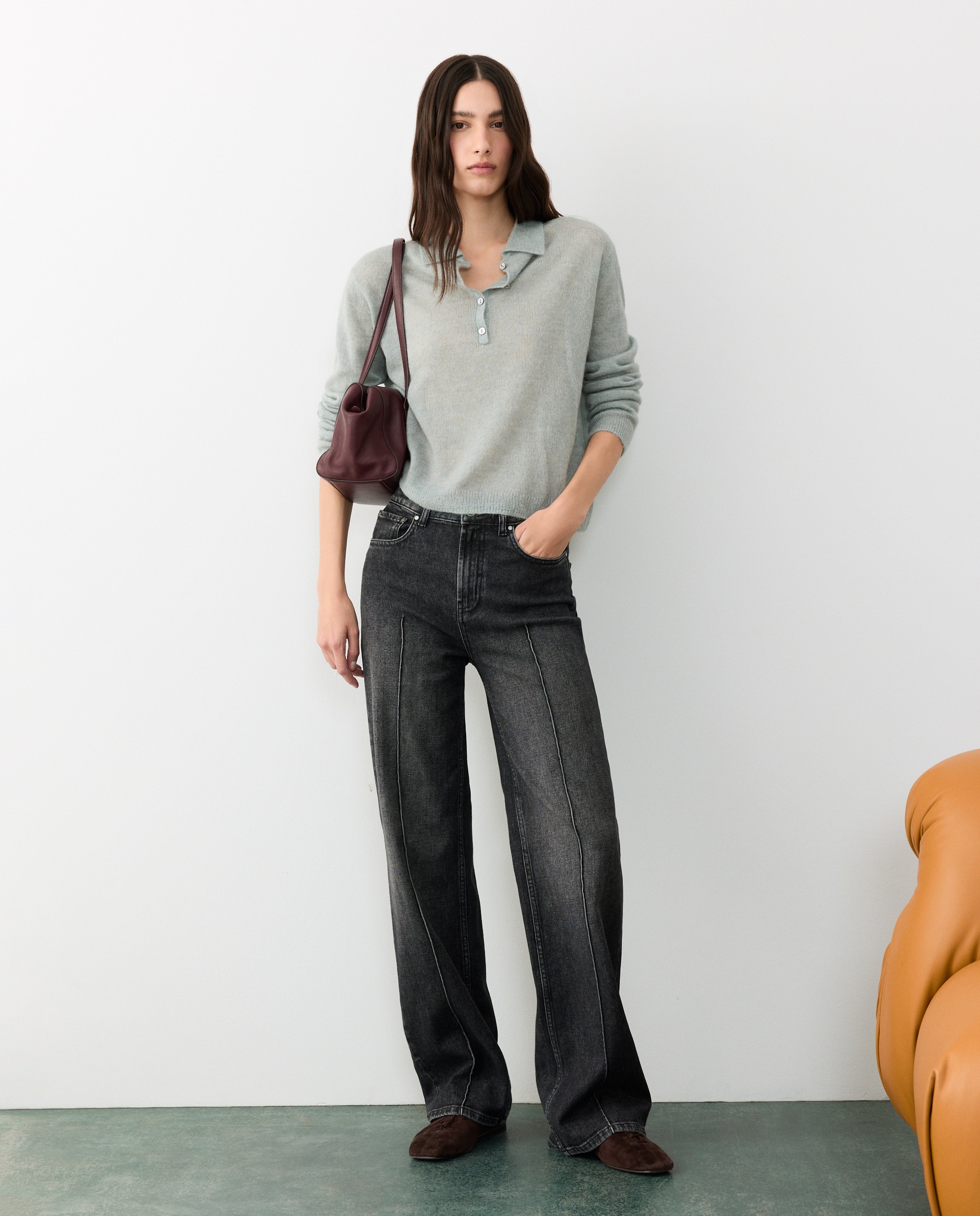 Jeans recto de mujer con costura central - Tintoretto - 830 Antracita 830 Antracita-1