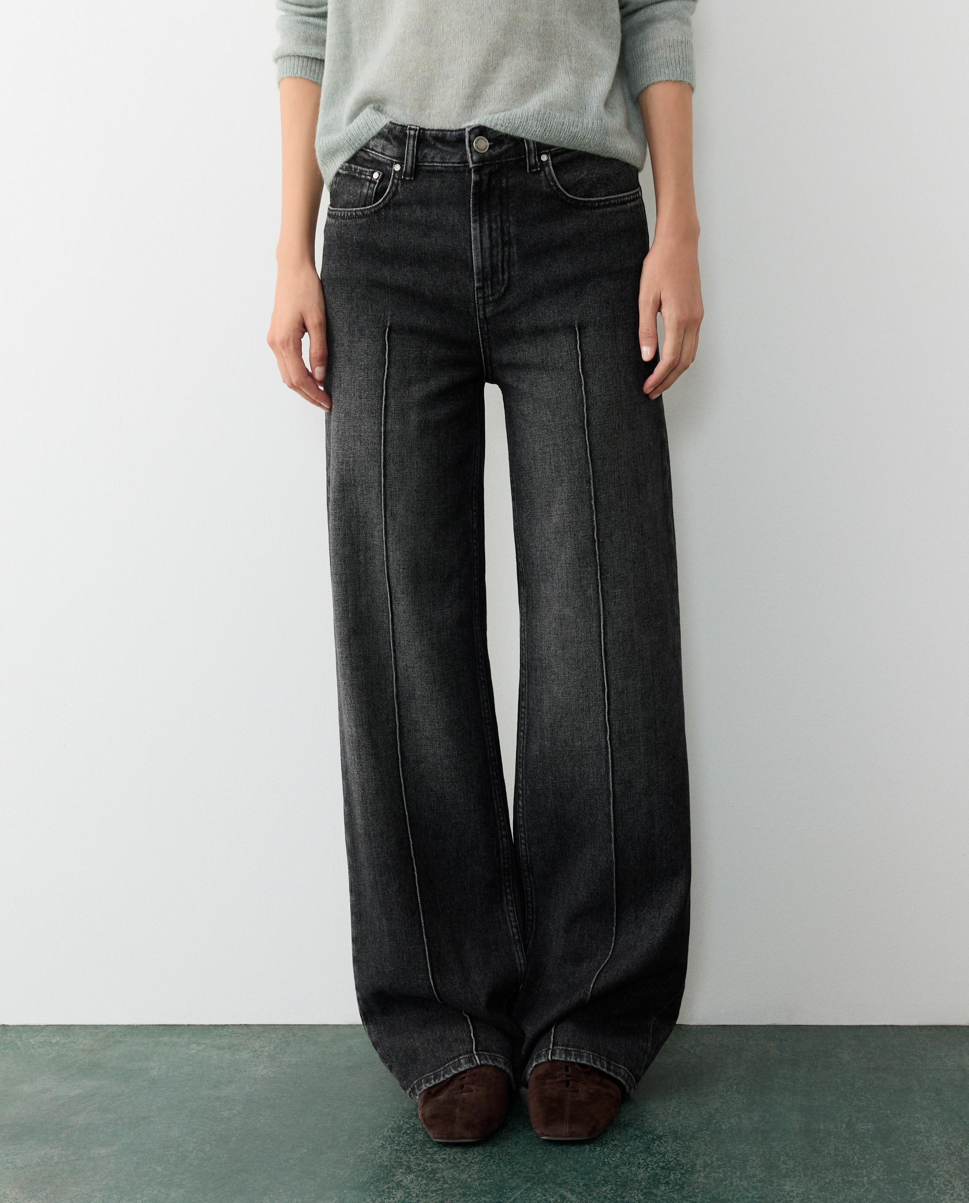Jeans recto de mujer con costura central - Tintoretto - 830 Antracita 830 Antracita-2