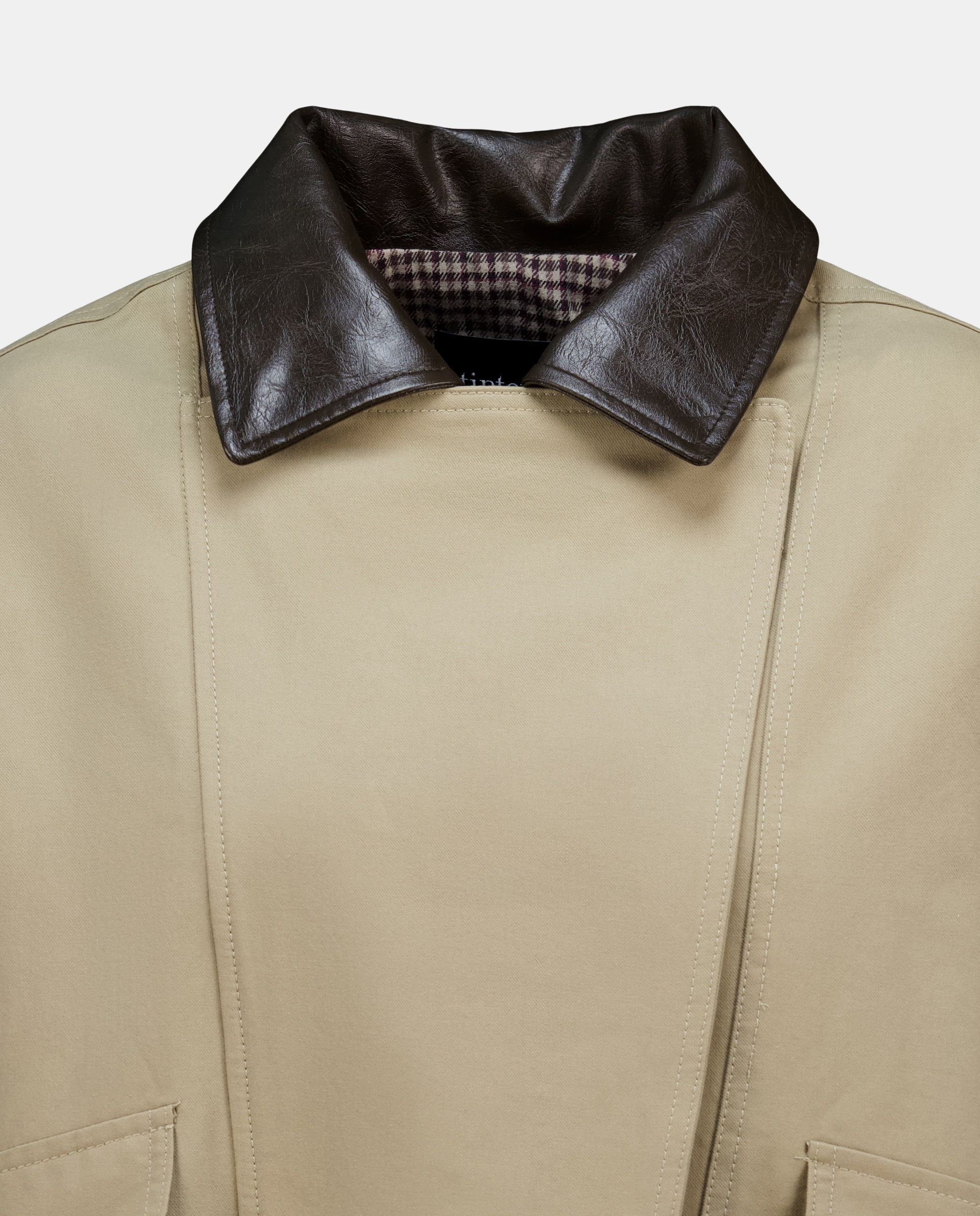 Blusão Bomber com Gola em Contraste Torrado-5