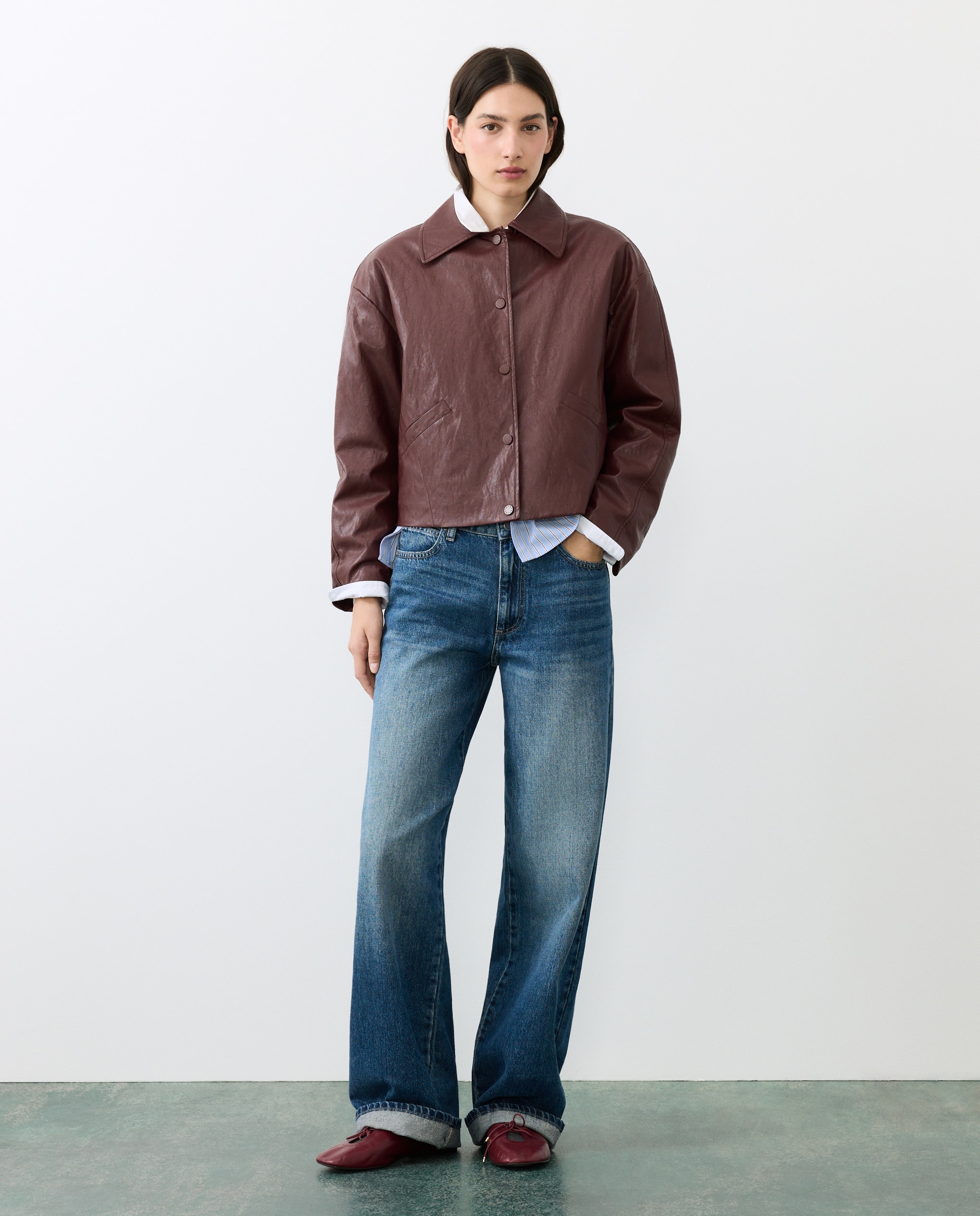 Chaqueta efecto piel con snaps de mujer - Tintoretto - 291 Berenjena 291 Berenjena-2