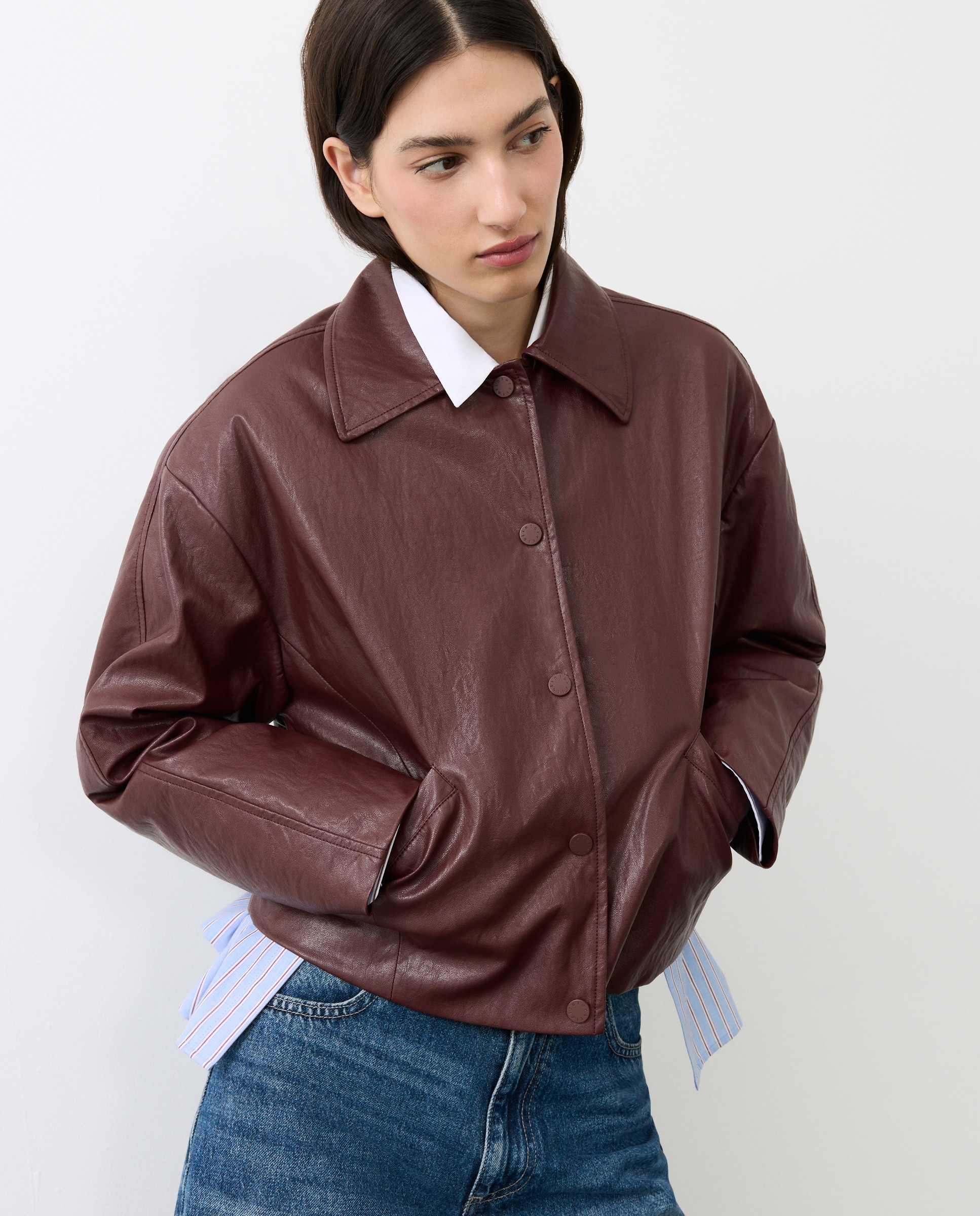Chaqueta efecto piel con snaps de mujer - Tintoretto - 291 Berenjena 291 Berenjena-4