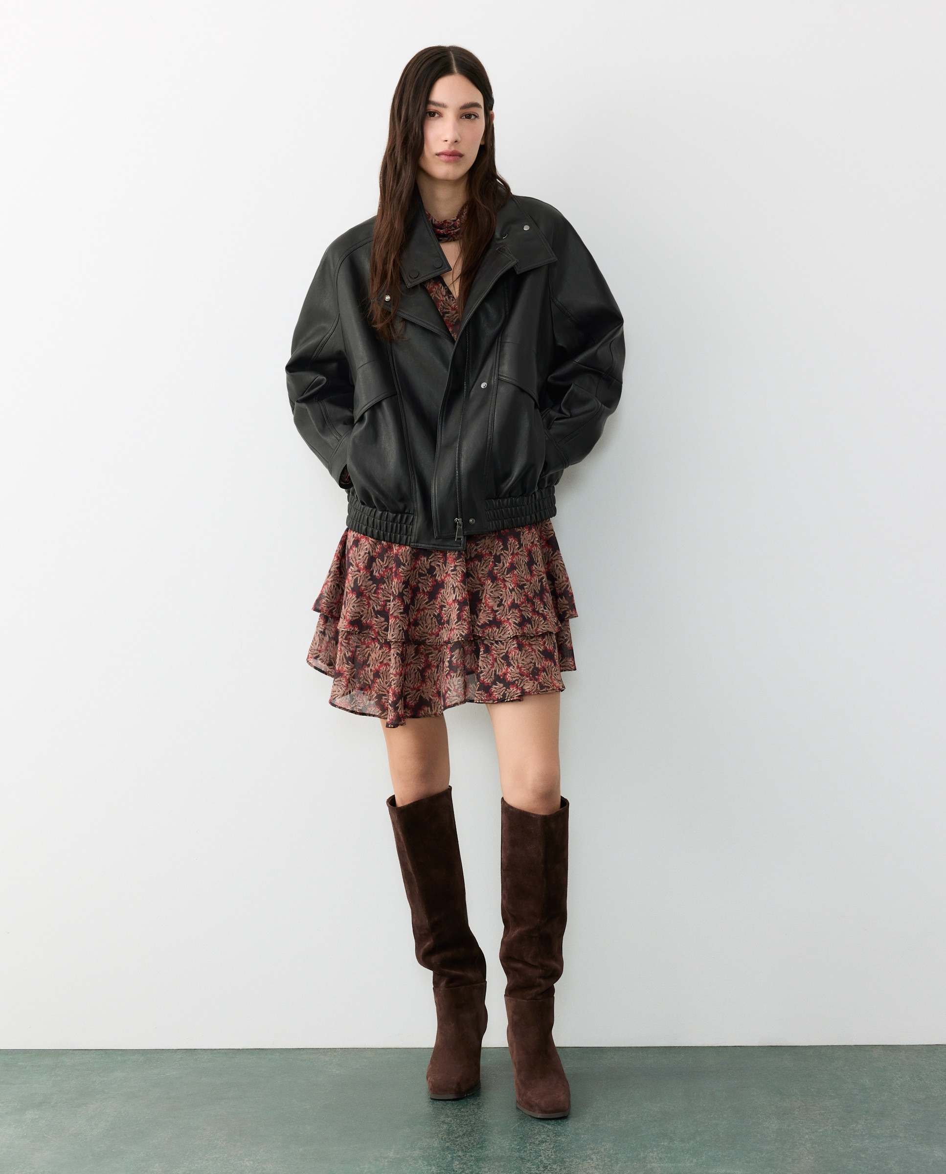 Cazadora bomber de mujer efecto piel - Tintoretto - Negro Negro-1