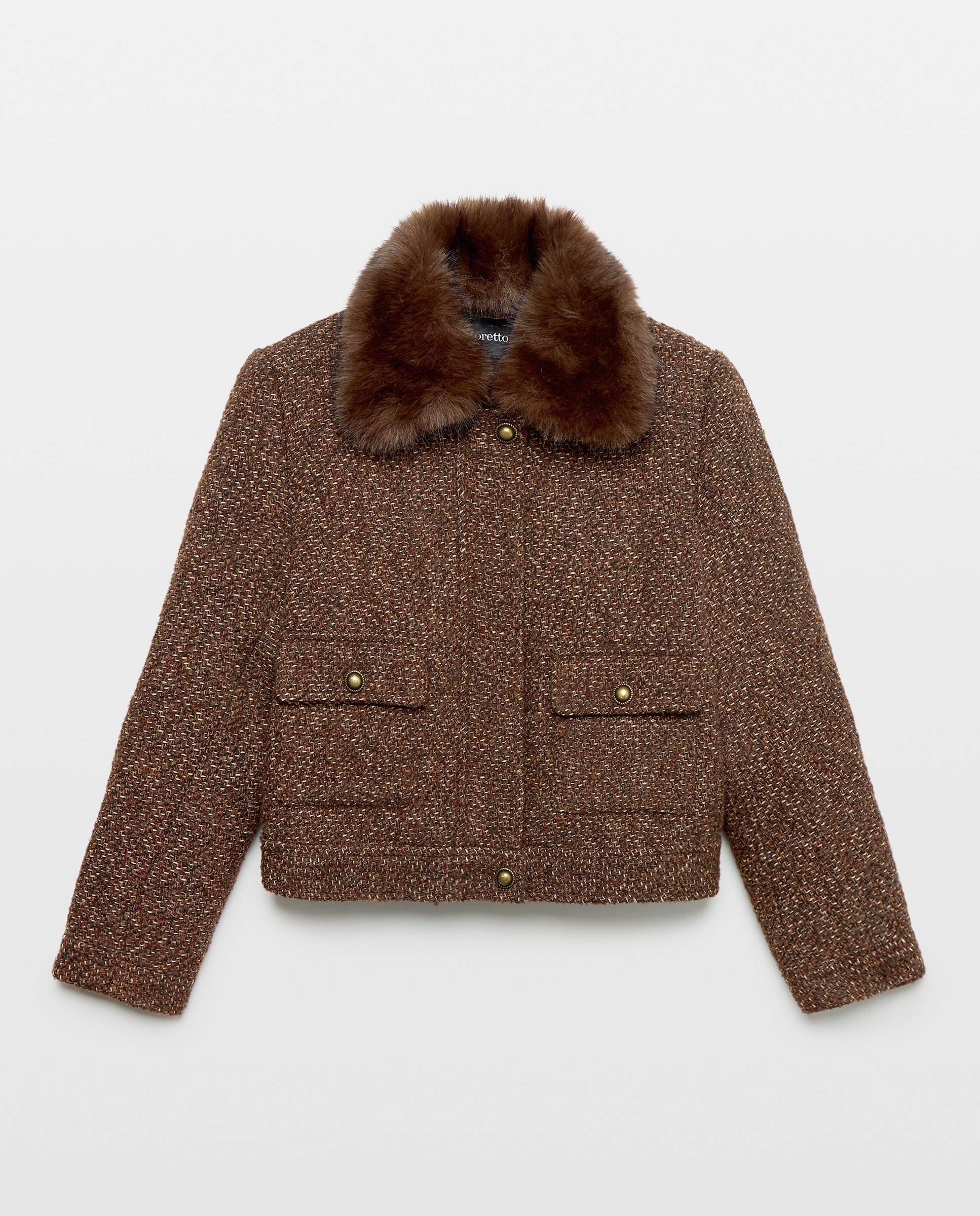 Chaqueta twill de mujer con cuello pelo desmontable - Tintoretto - Camel Camel-1