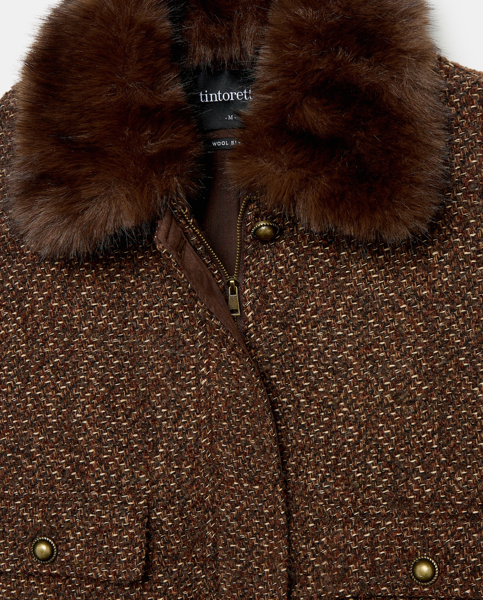 Chaqueta twill de mujer con cuello pelo desmontable - Tintoretto - Camel Camel-2