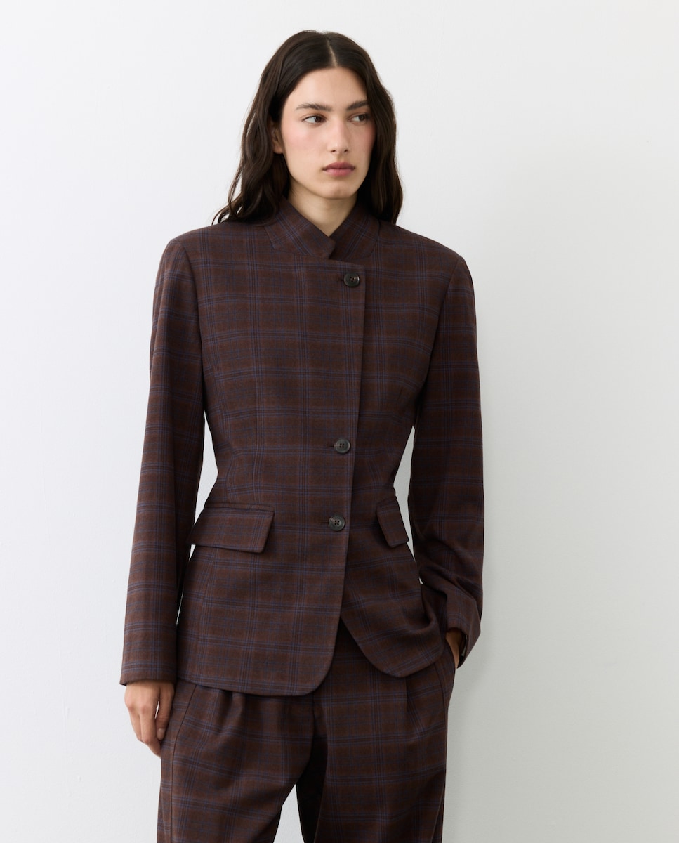 Imagen 0 de Blazer entallada de mujer con cuello subido Azul