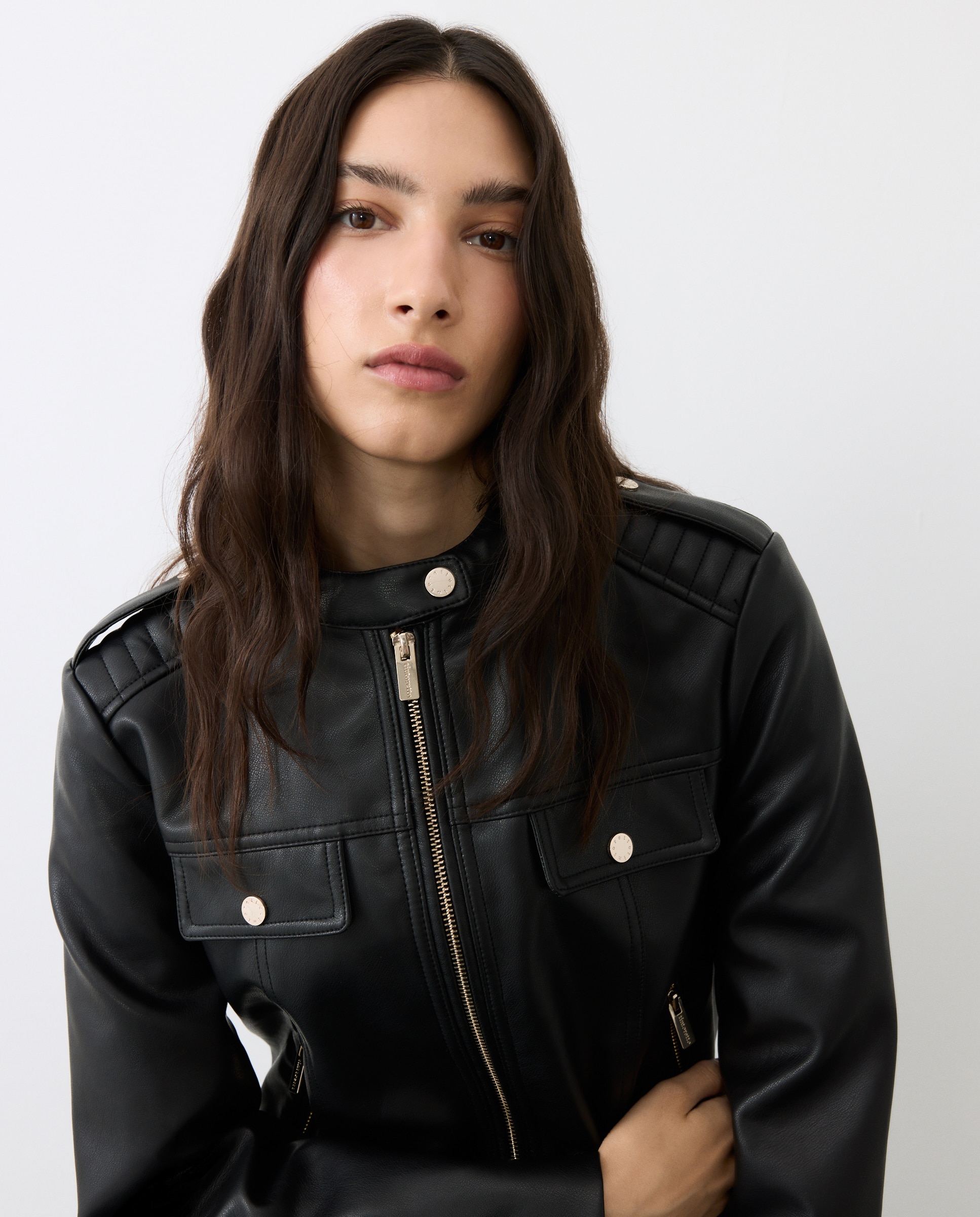 Biker de mujer efecto piel - Tintoretto - 800 Negro 800 Negro-1
