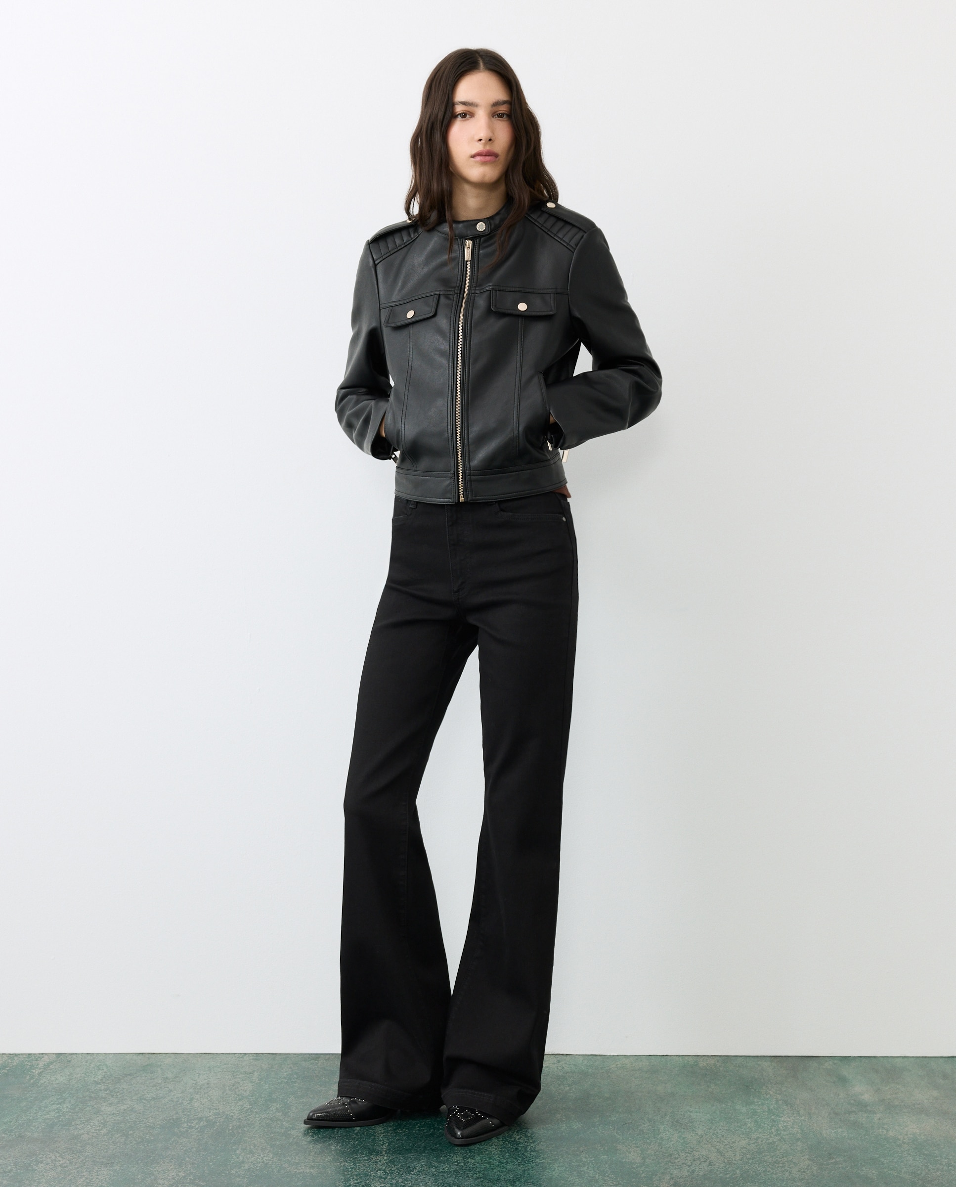 Biker de mujer efecto piel - Tintoretto - 800 Negro 800 Negro-2