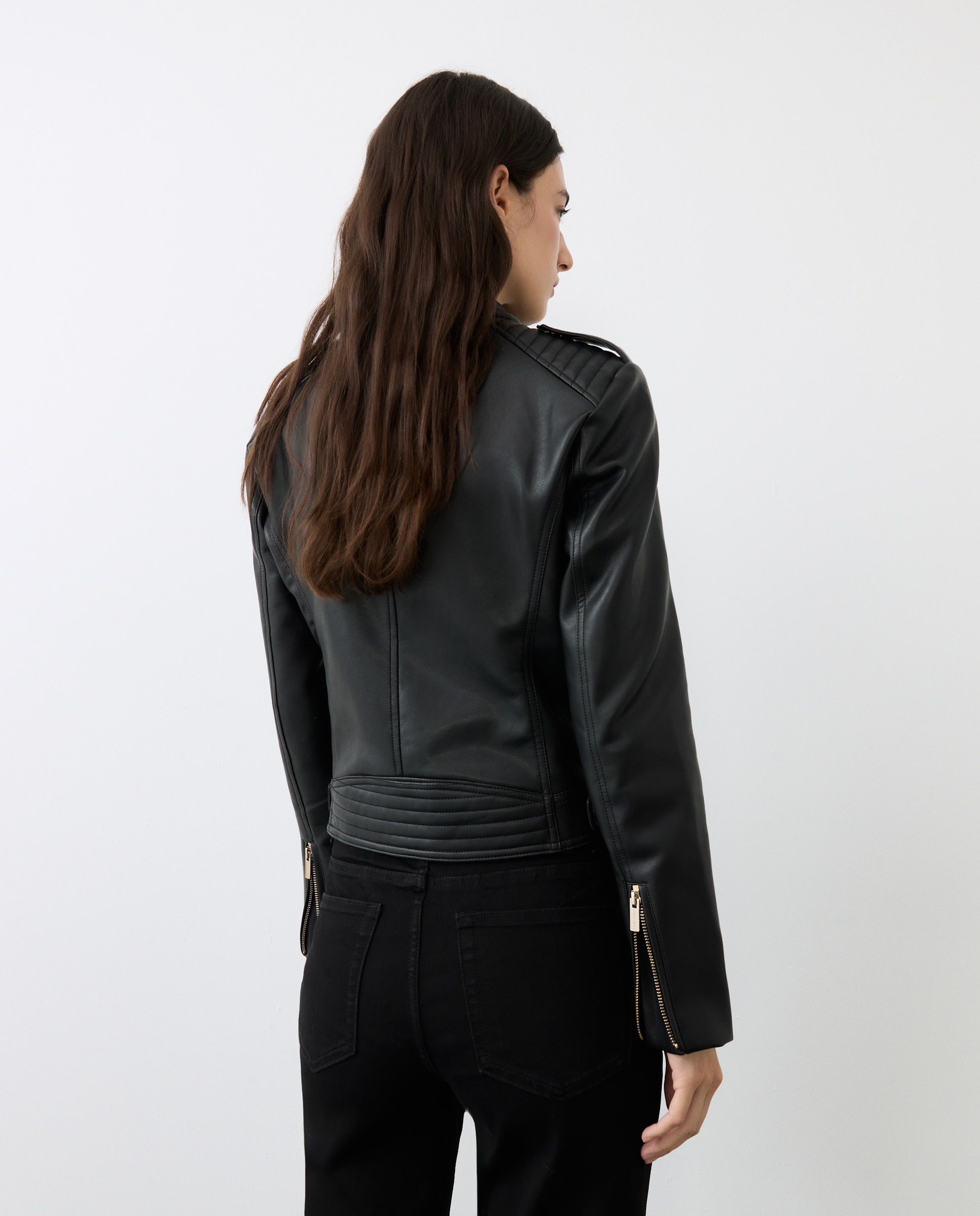 Biker de mujer efecto piel - Tintoretto - 800 Negro 800 Negro-3