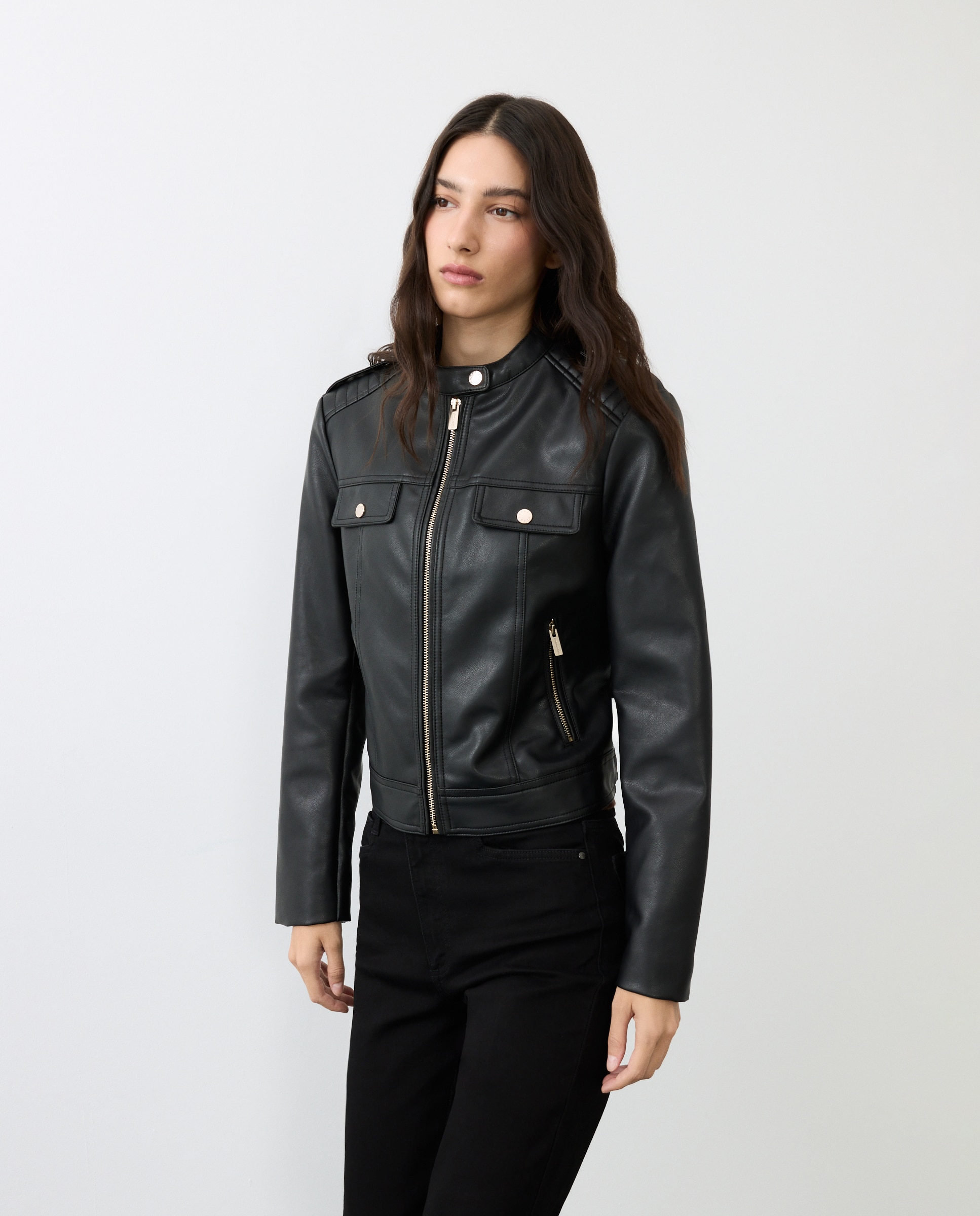 Biker de mujer efecto piel - Tintoretto - 800 Negro 800 Negro-4