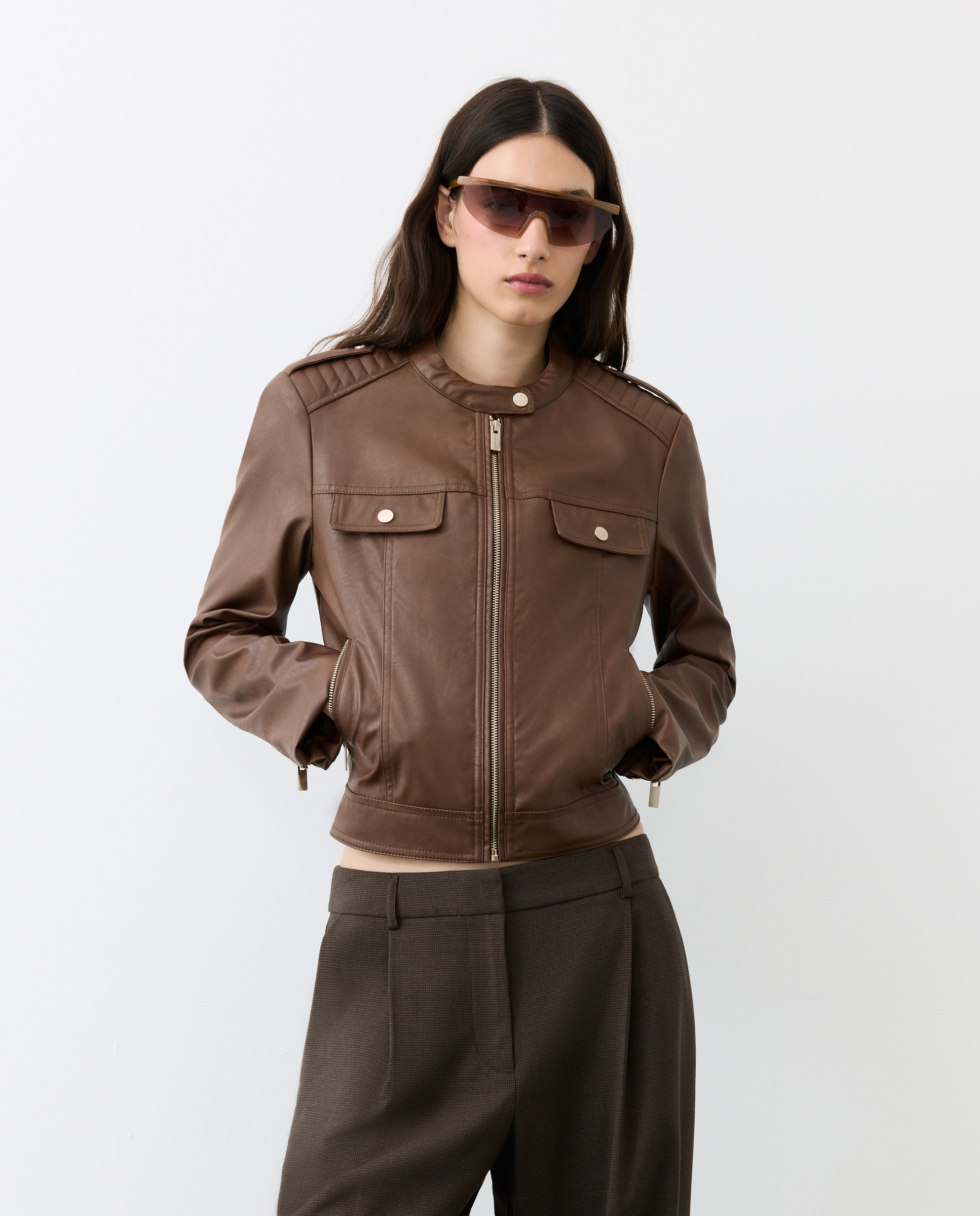 Biker de mujer efecto piel - Tintoretto - 730 Camel 730 Camel-2