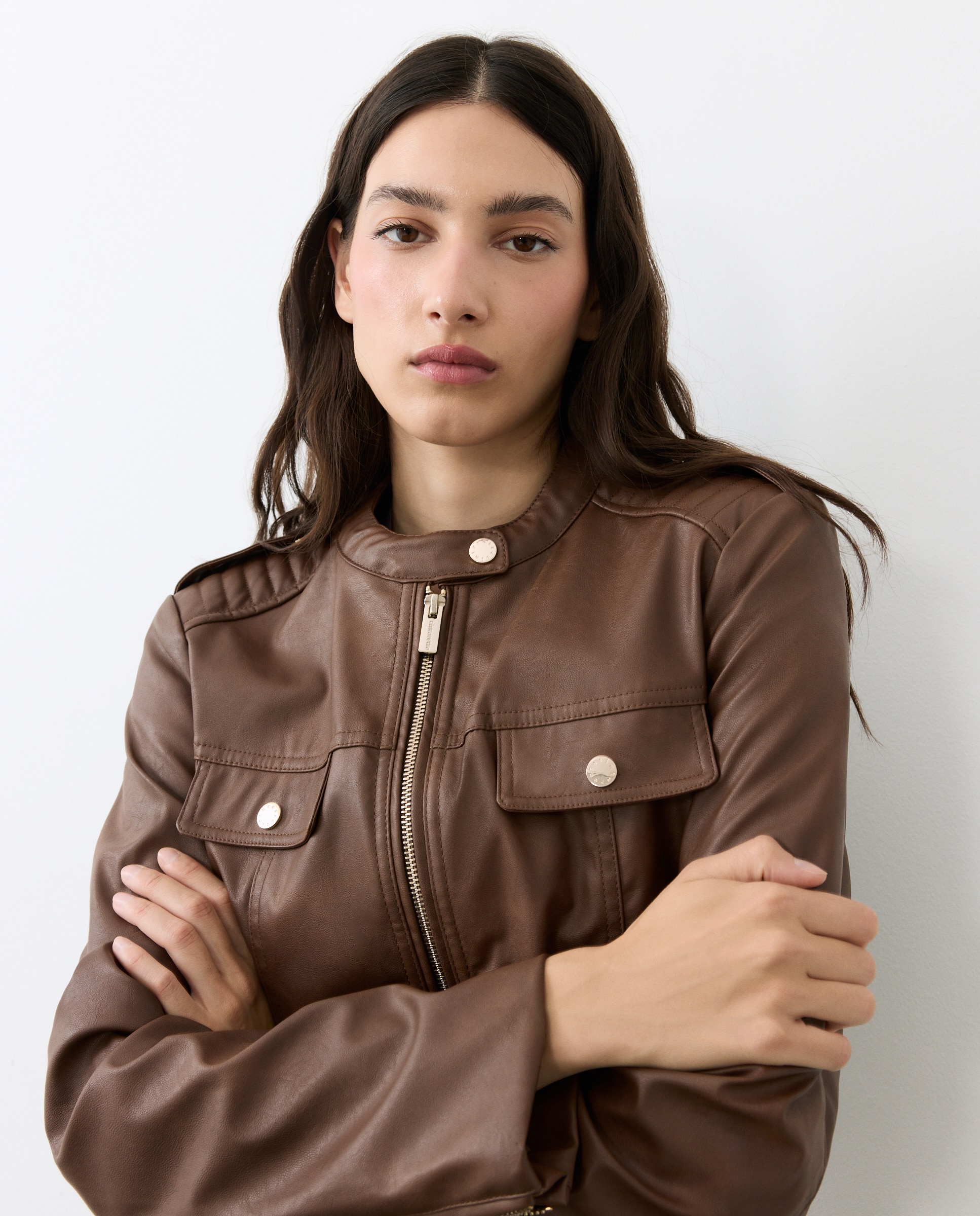 Biker de mujer efecto piel - Tintoretto - 730 Camel 730 Camel-3