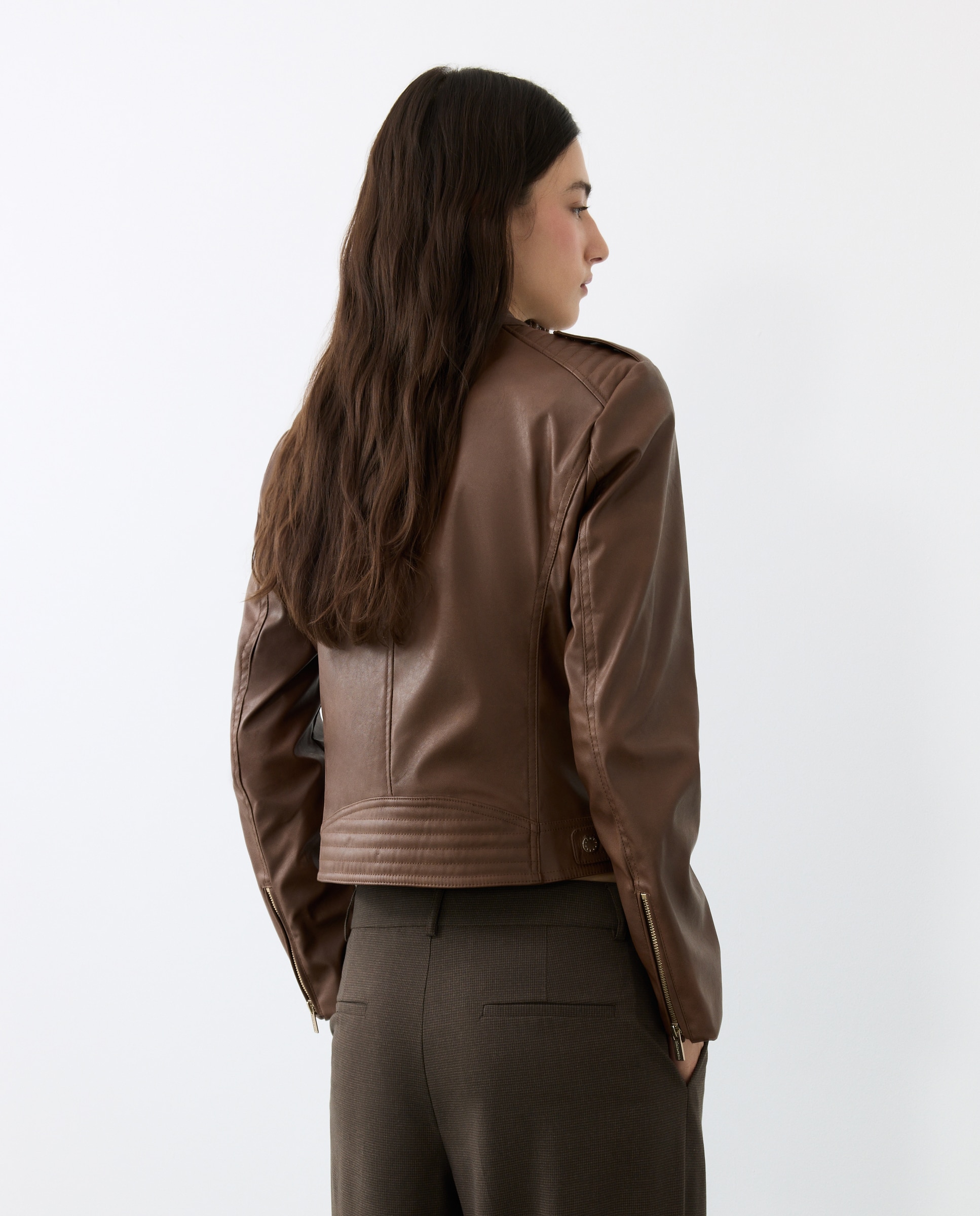 Biker de mujer efecto piel - Tintoretto - 730 Camel 730 Camel-4