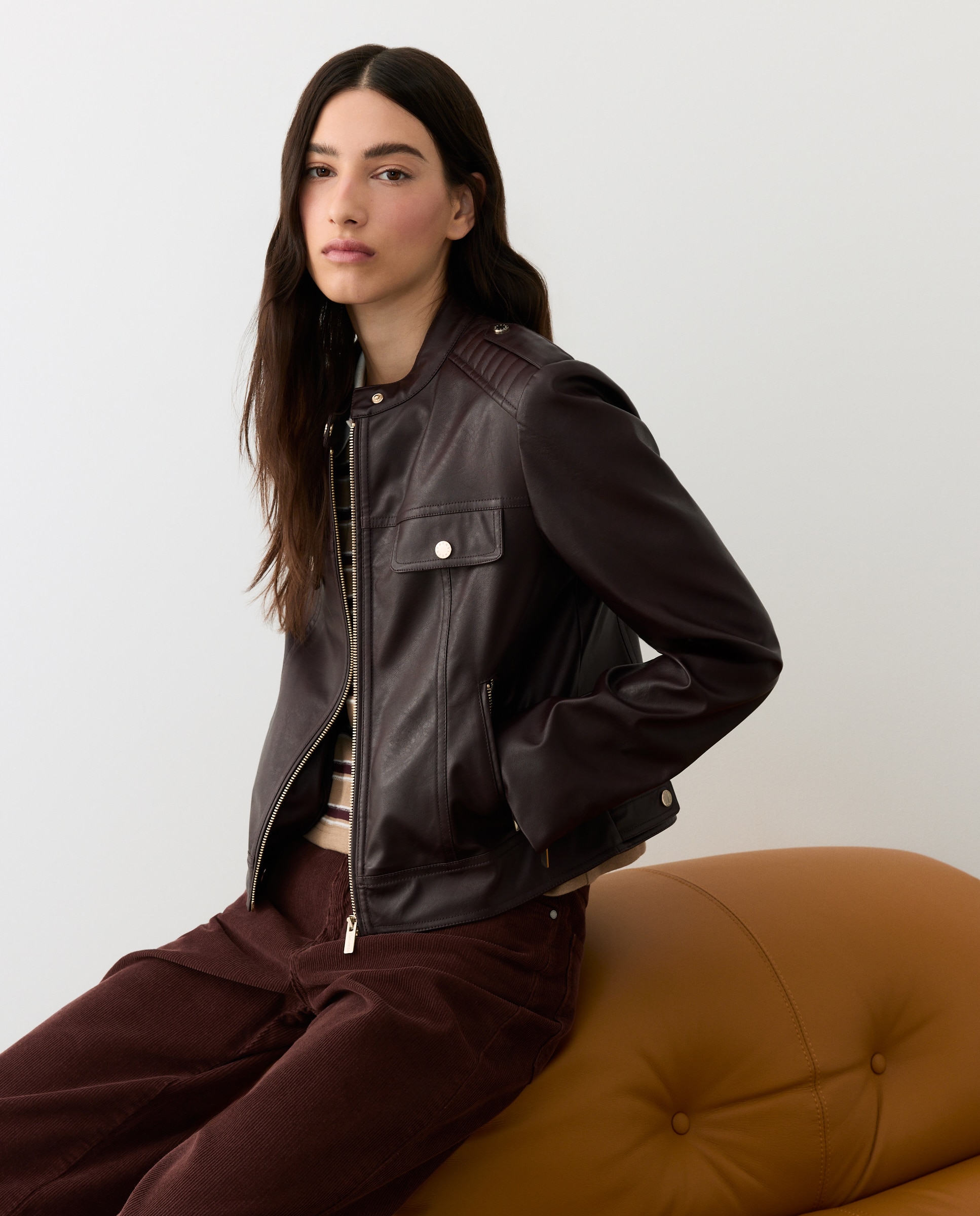 Biker de mujer efecto piel - Tintoretto - Burdeos Burdeos-2