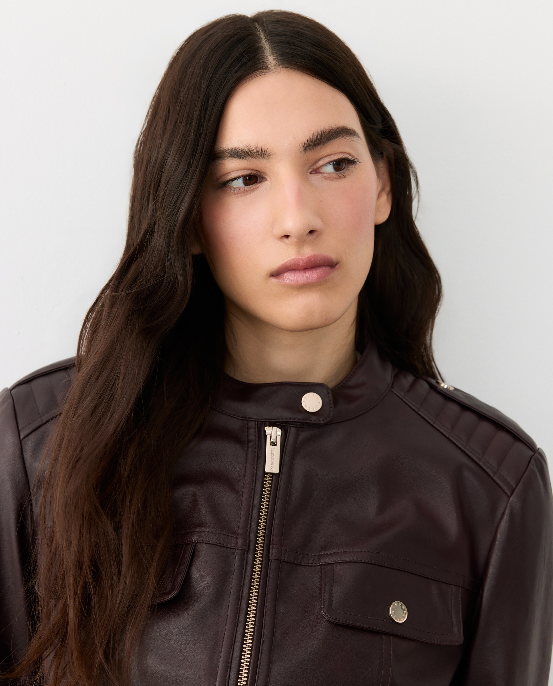 Biker de mujer efecto piel - Tintoretto - Burdeos Burdeos-3