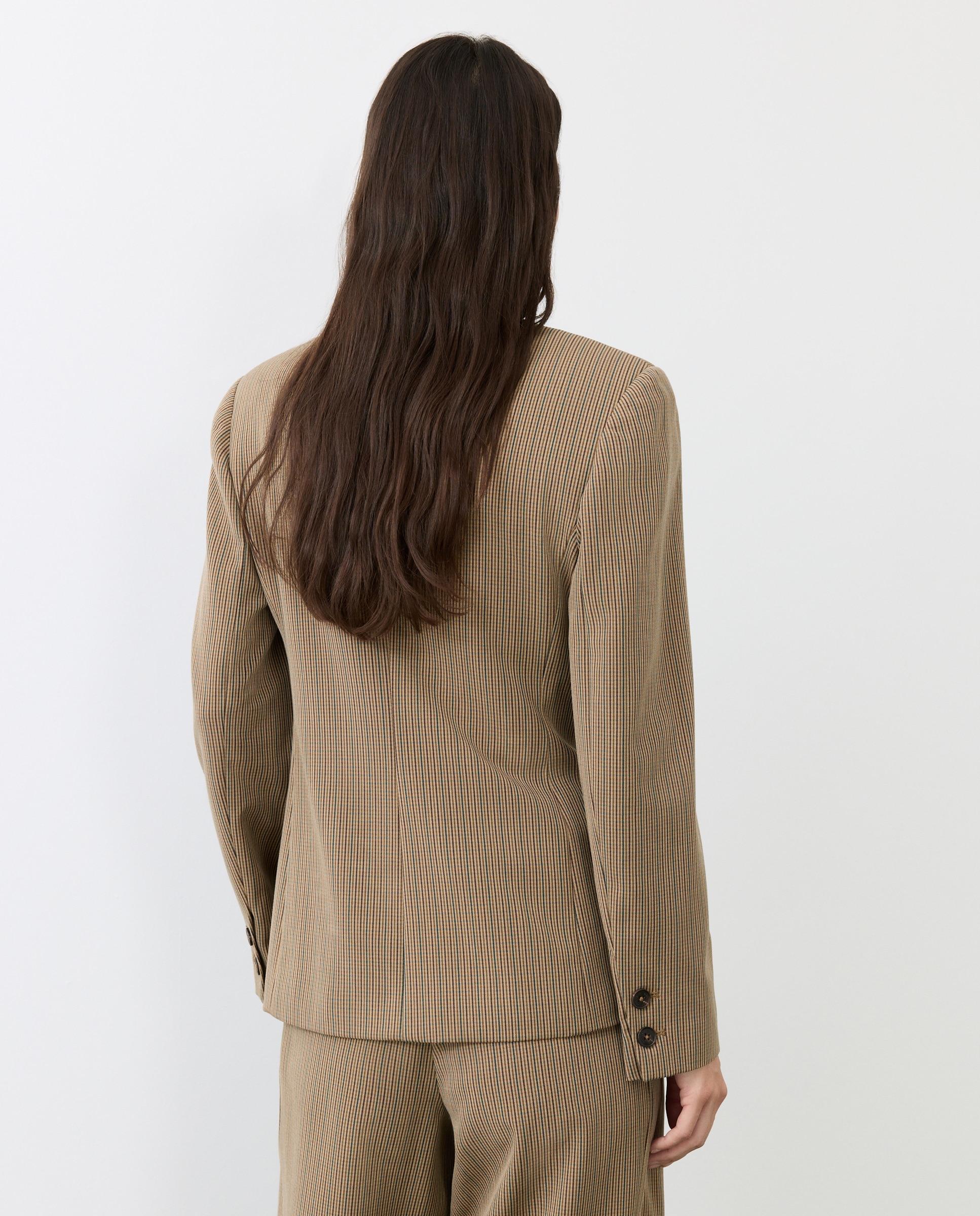 Blazer Cintado com Gola Subida Castanho-3