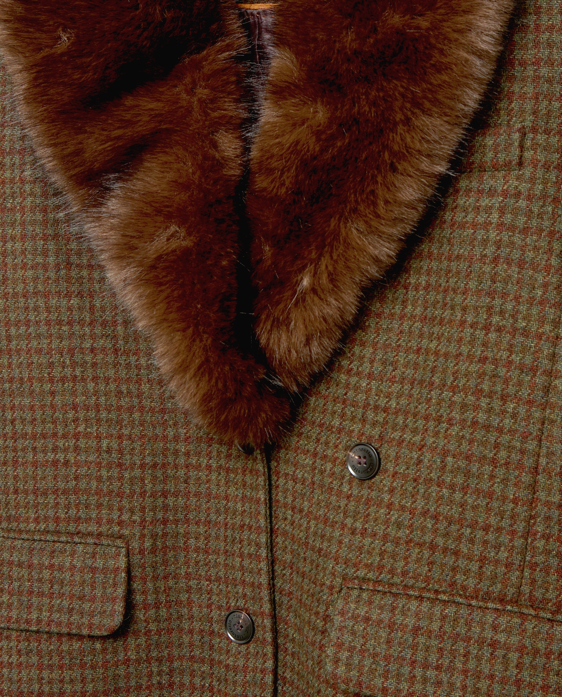 Blazer cuadros con pelo en cuello - Tintoretto - Marrón Marrón-6