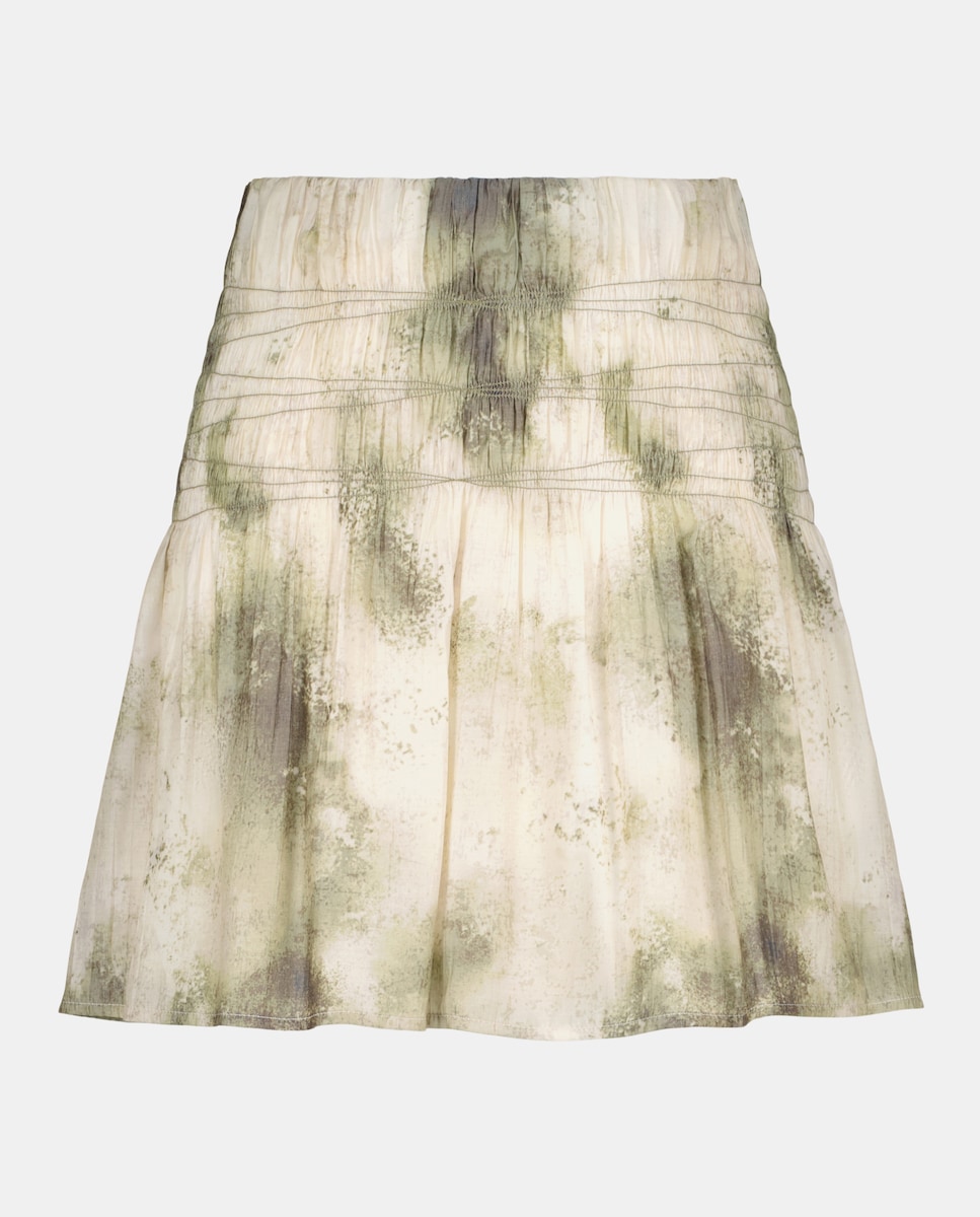 Saia Curta Estampada com Franzidos Verde-4