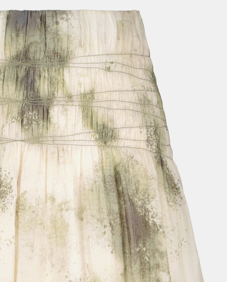 Saia Curta Estampada com Franzidos Verde-5