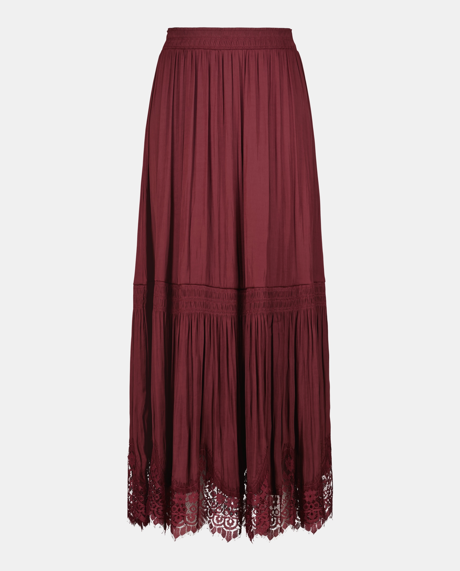 Saia Comprida Acetinada com Renda na Parte Inferior Bordeaux-4