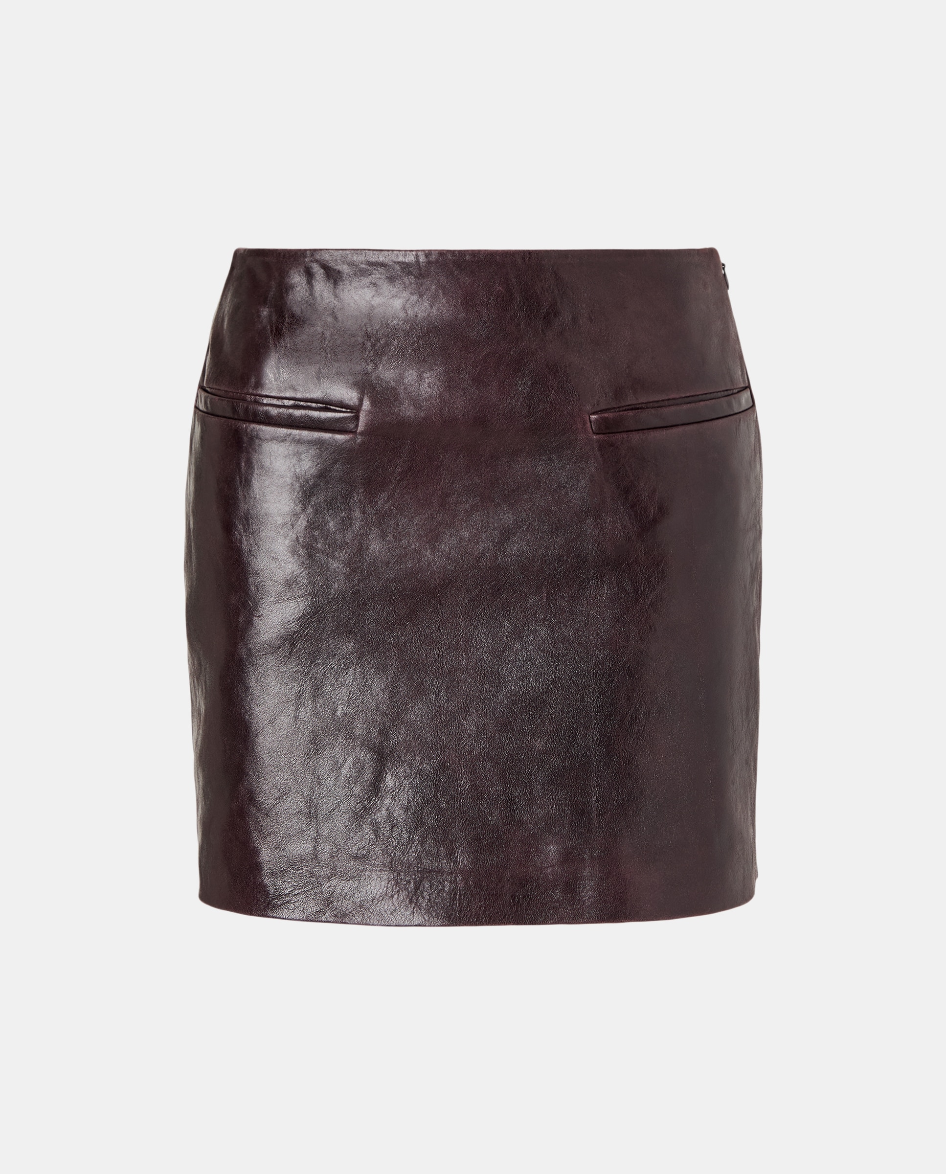 Saia curta em pele Bordeaux-4