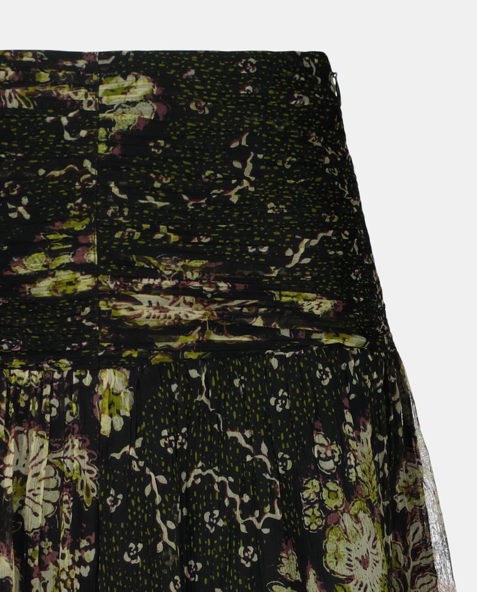 Saia Curta Estampada com Nó Preto-5