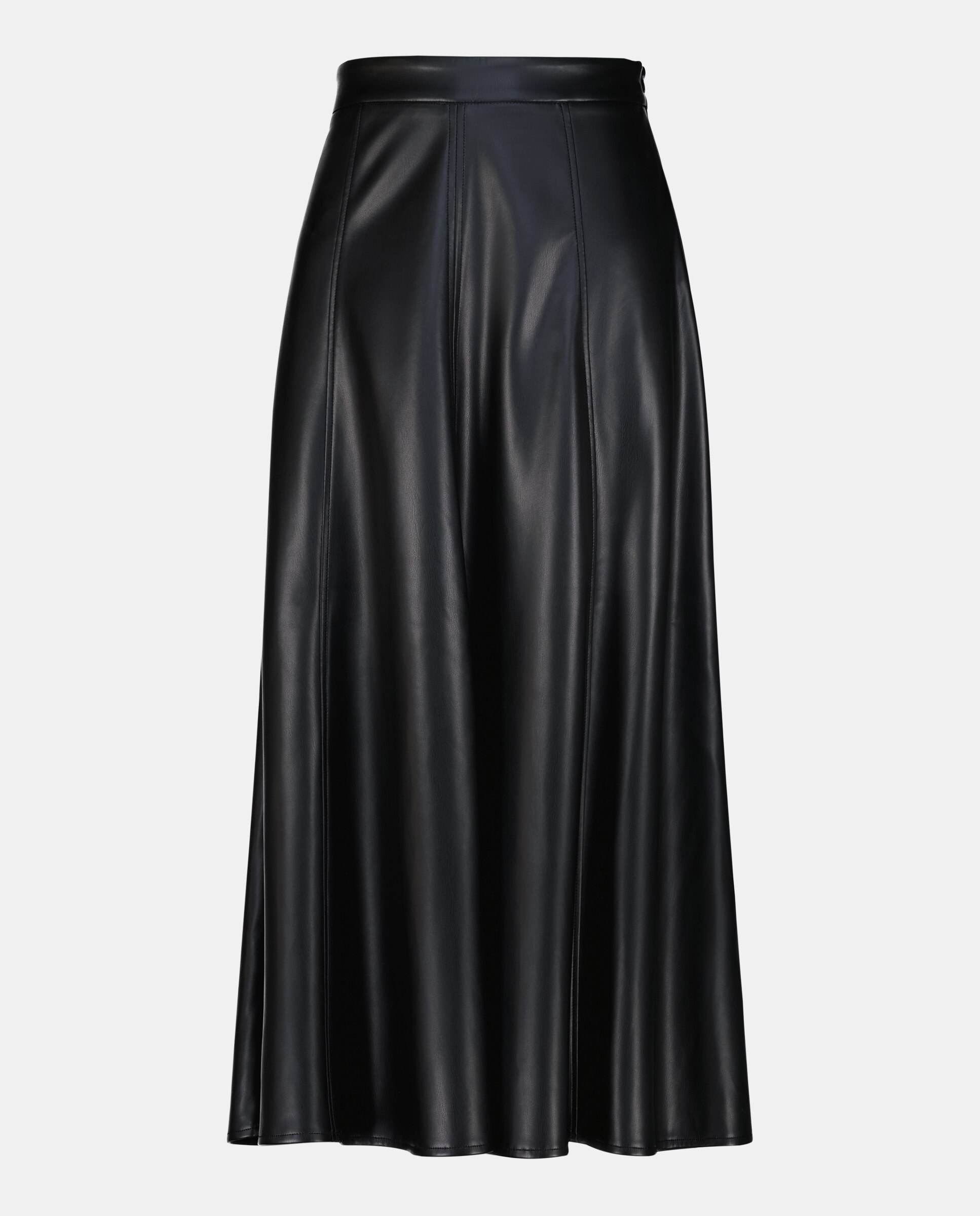 Saia midi com efeito de pele Preto-4