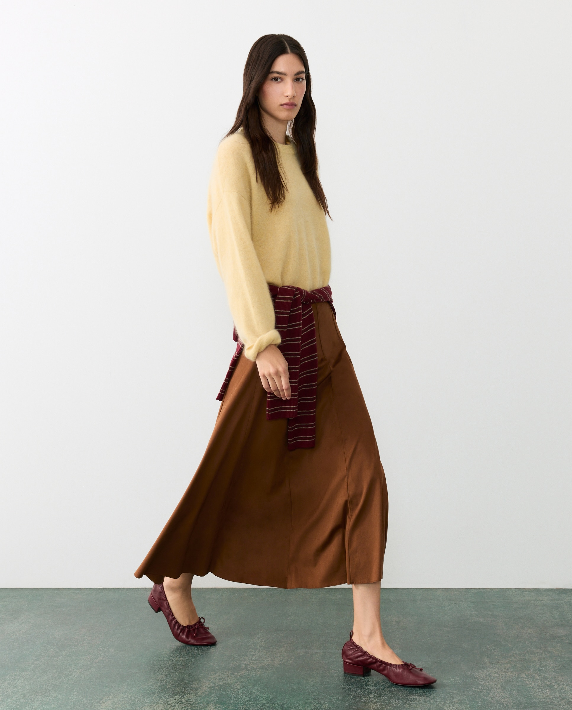 Falda midi antelina - Tintoretto - 730 Camel 730 Camel-1
