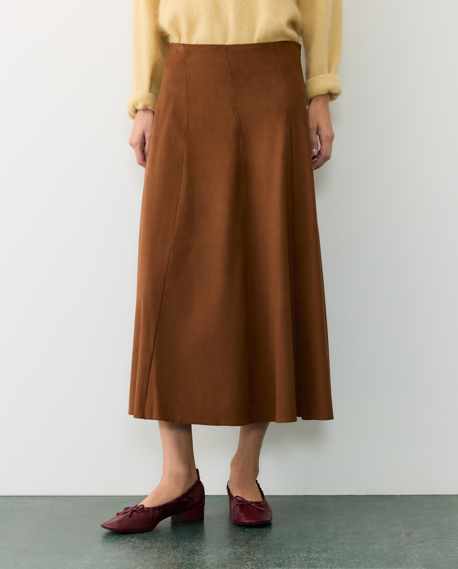 Falda midi antelina - Tintoretto - 730 Camel 730 Camel-2