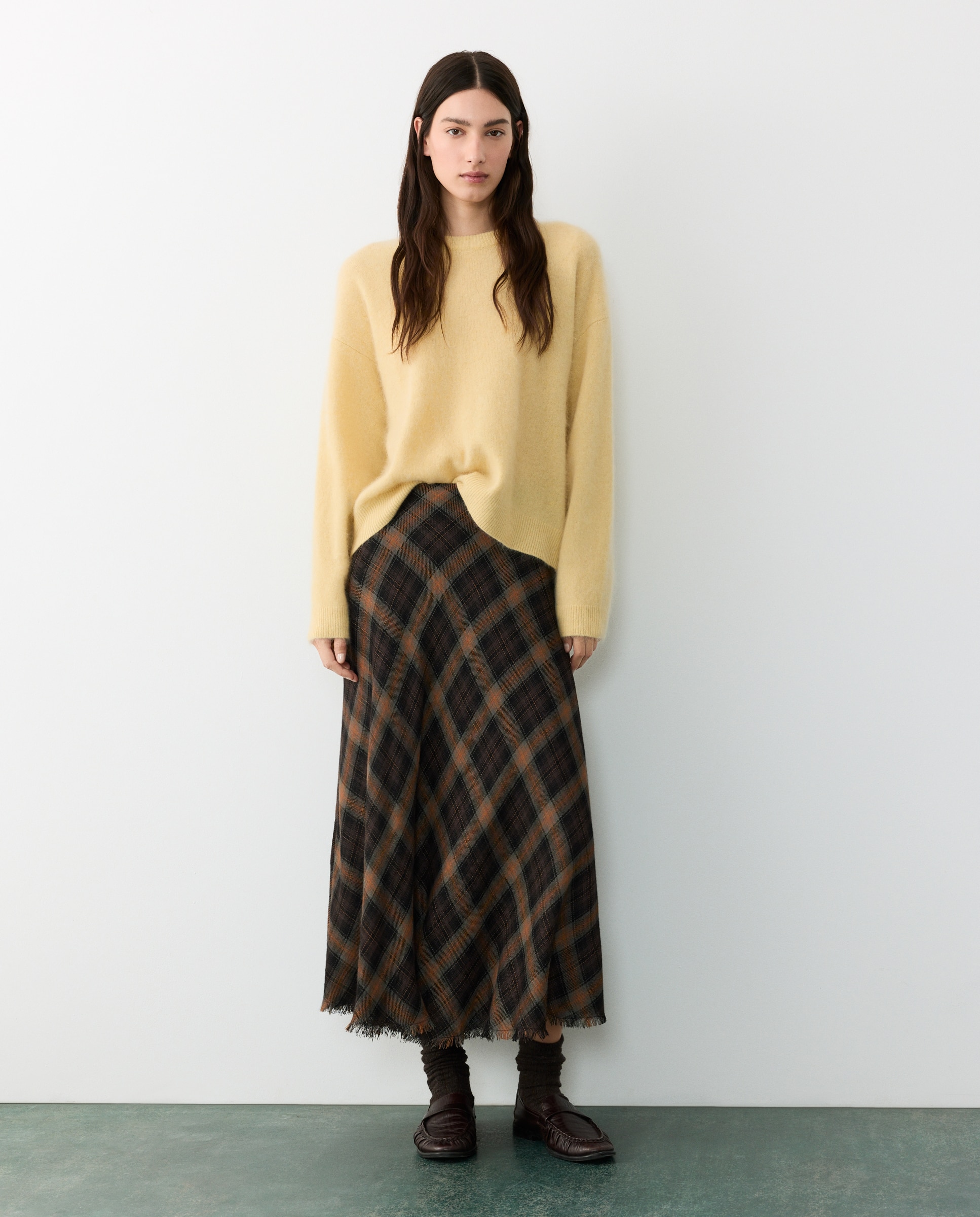 Falda midi cuadros - Tintoretto - Negro Negro-1