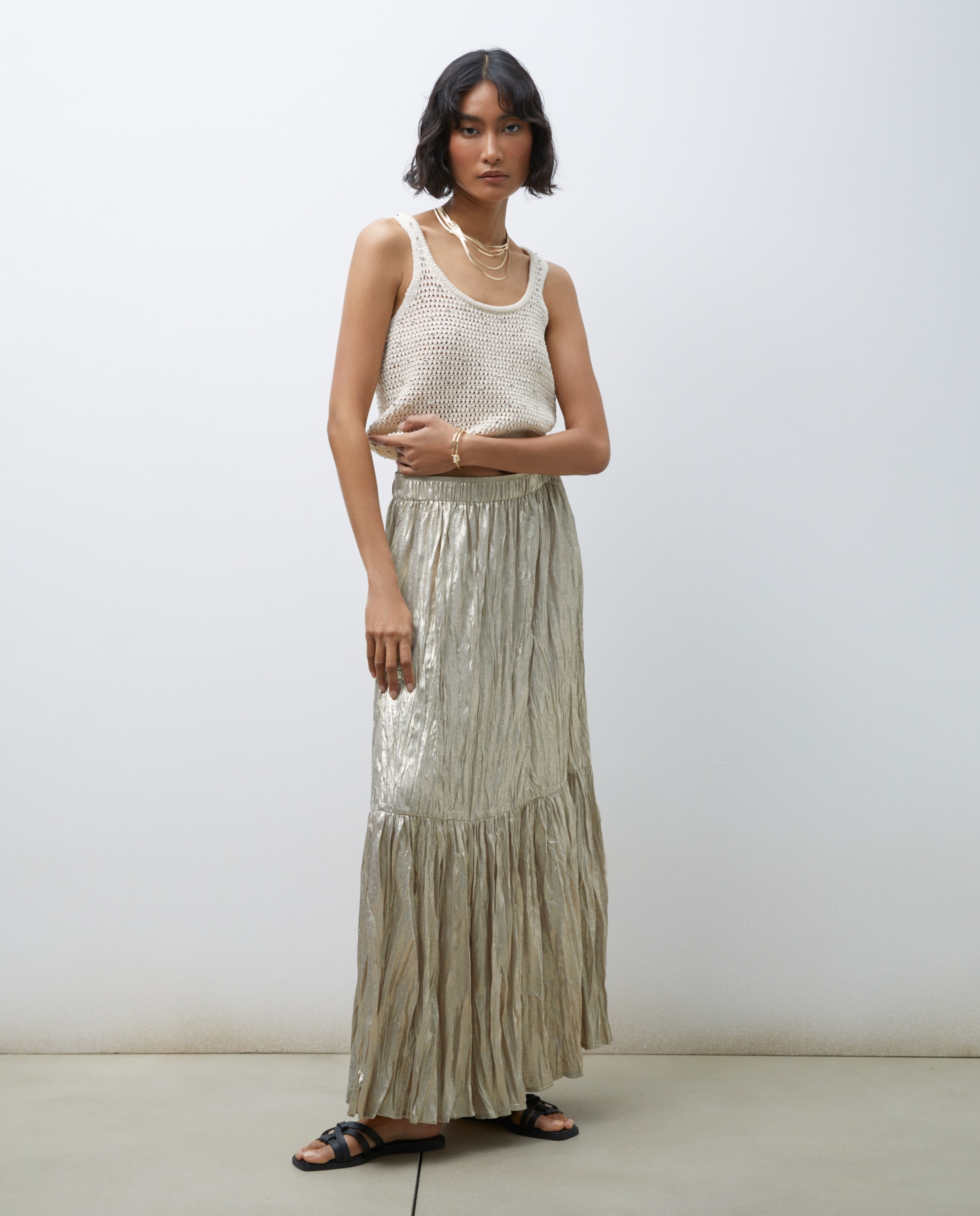 Camisola de malha lisa sem mangas 120 Cru-1