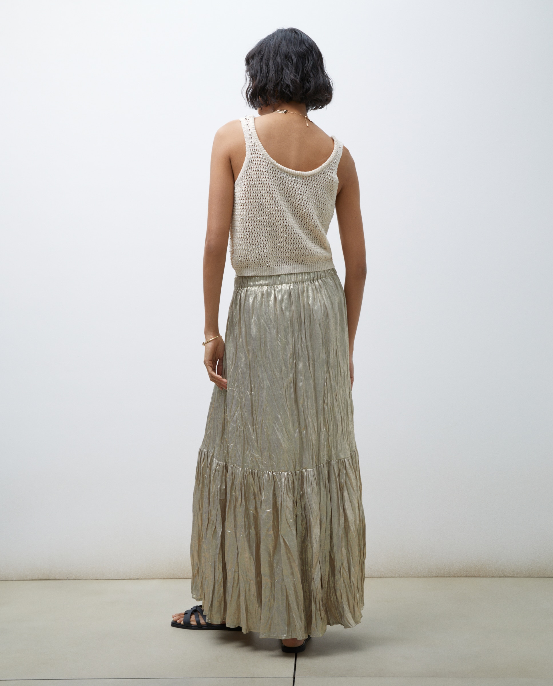 Camisola de malha lisa sem mangas 120 Cru-3