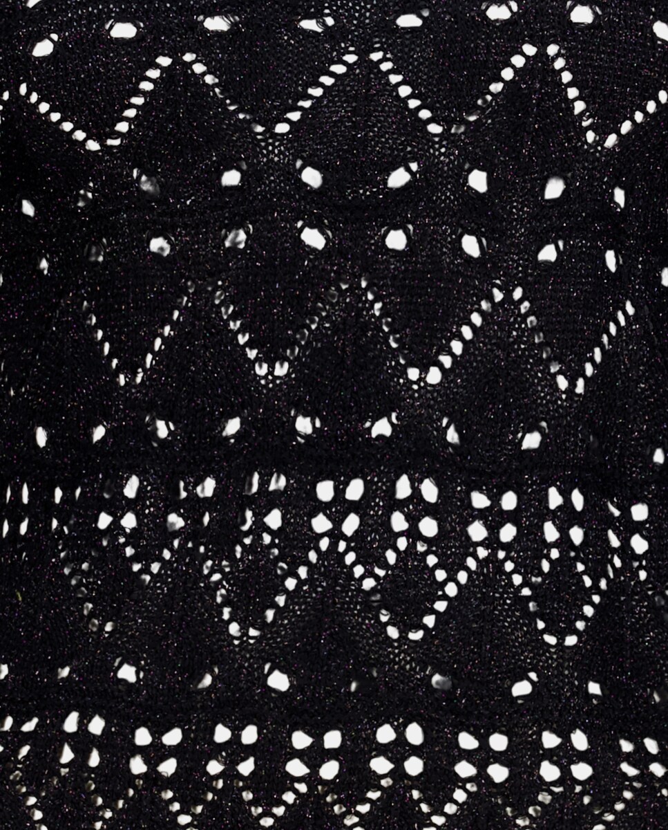 Camisola de Malha sem Mangas com Fio Metalizado Preto-5