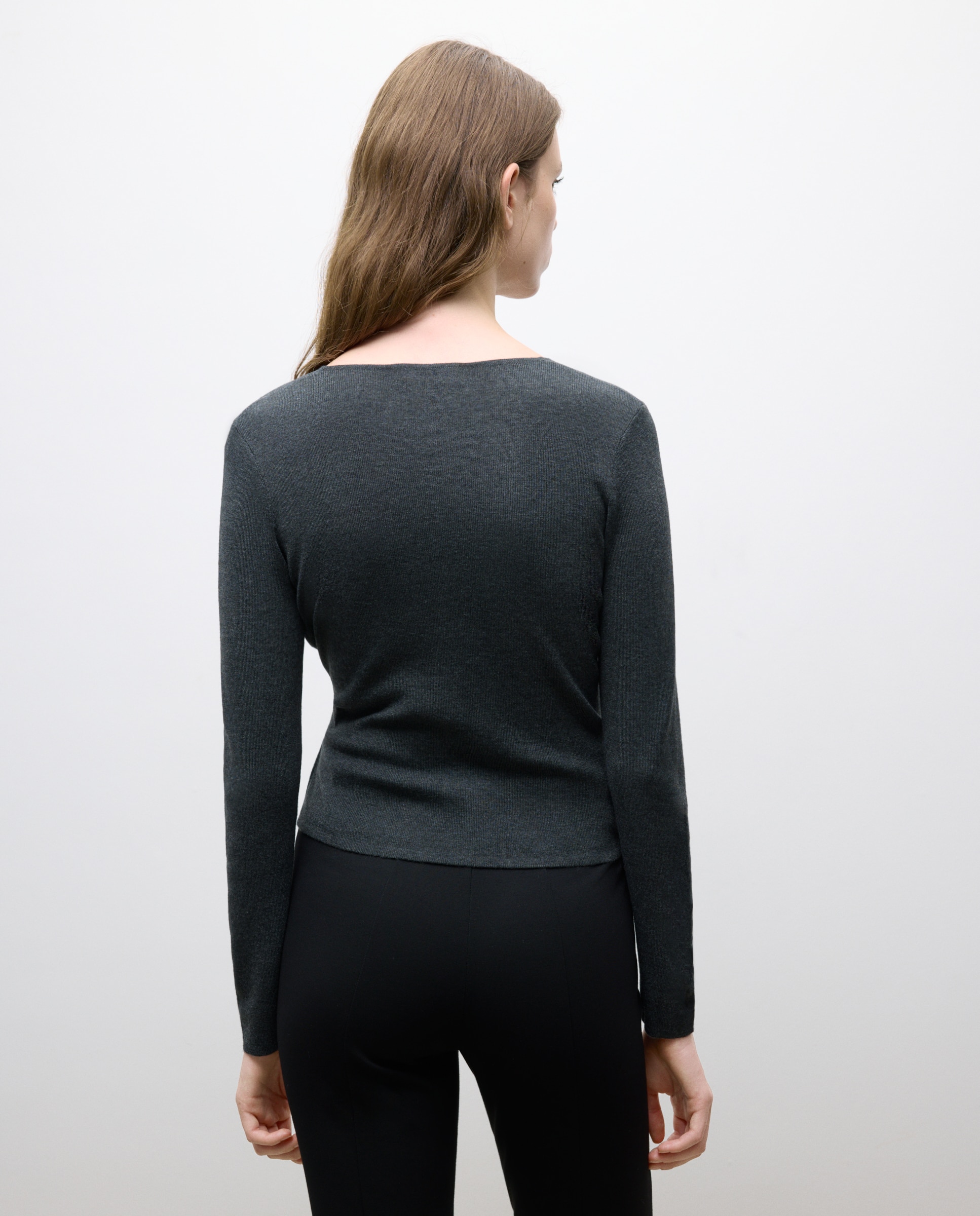 Camisola de malha cruzada com manga comprida 830 Antracite-2