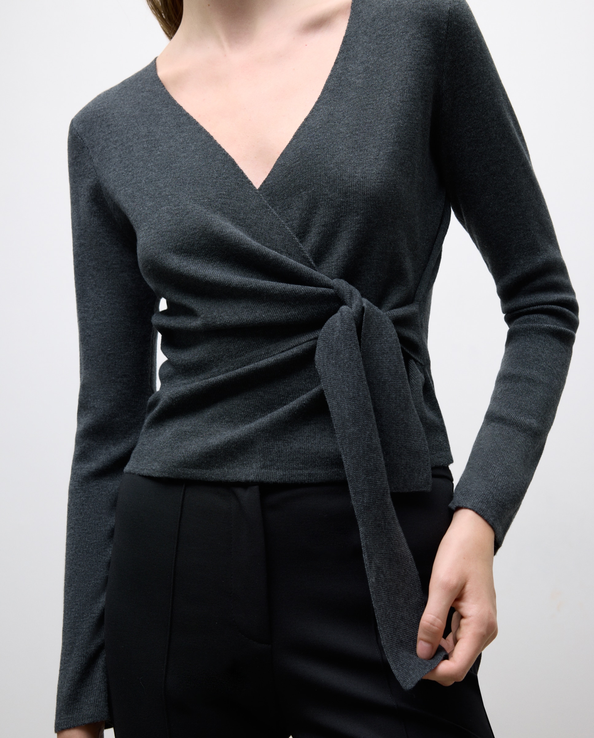 Camisola de malha cruzada com manga comprida 830 Antracite-3