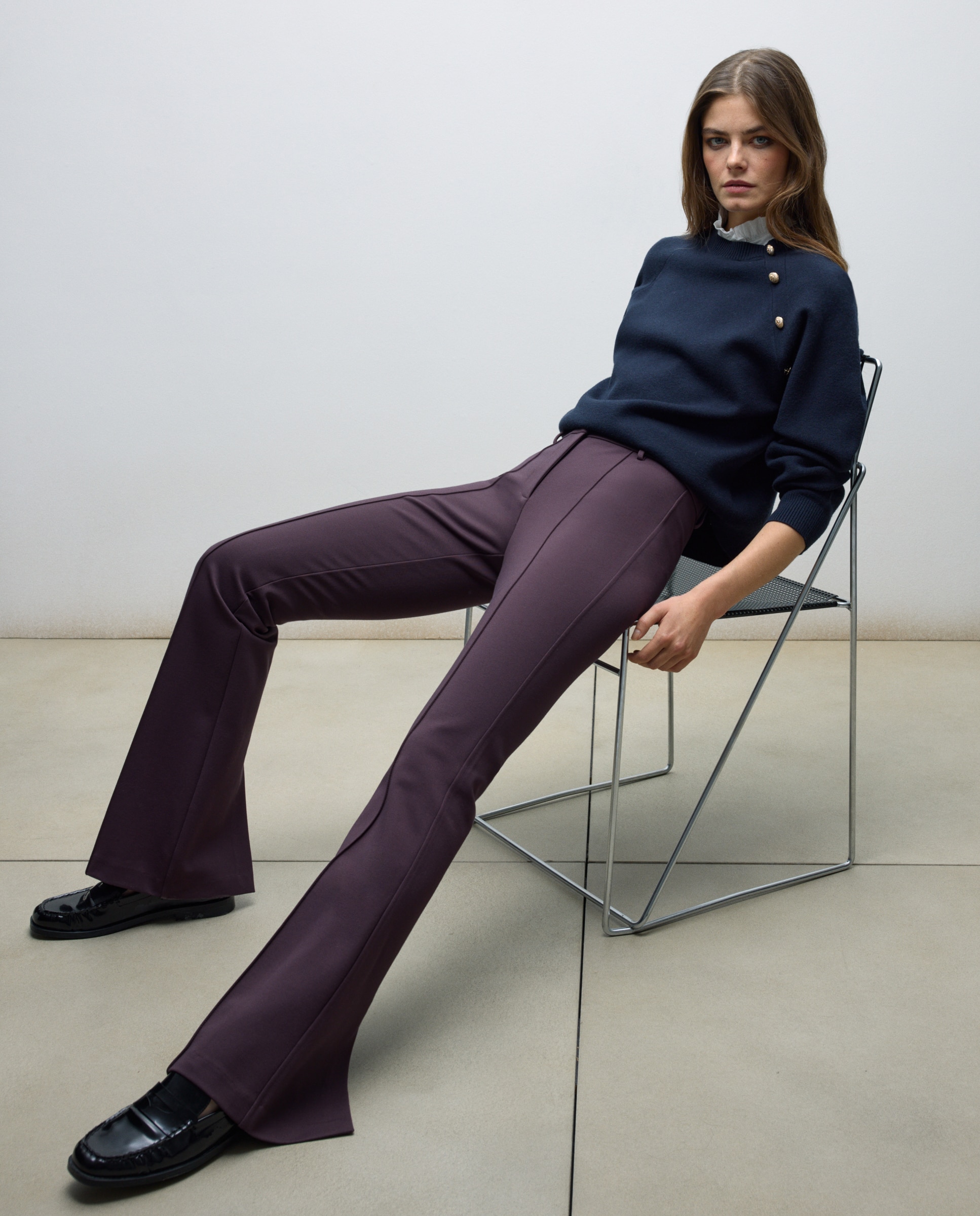 Camisola de Malha com Folho Desmontável Azul-marinho-1