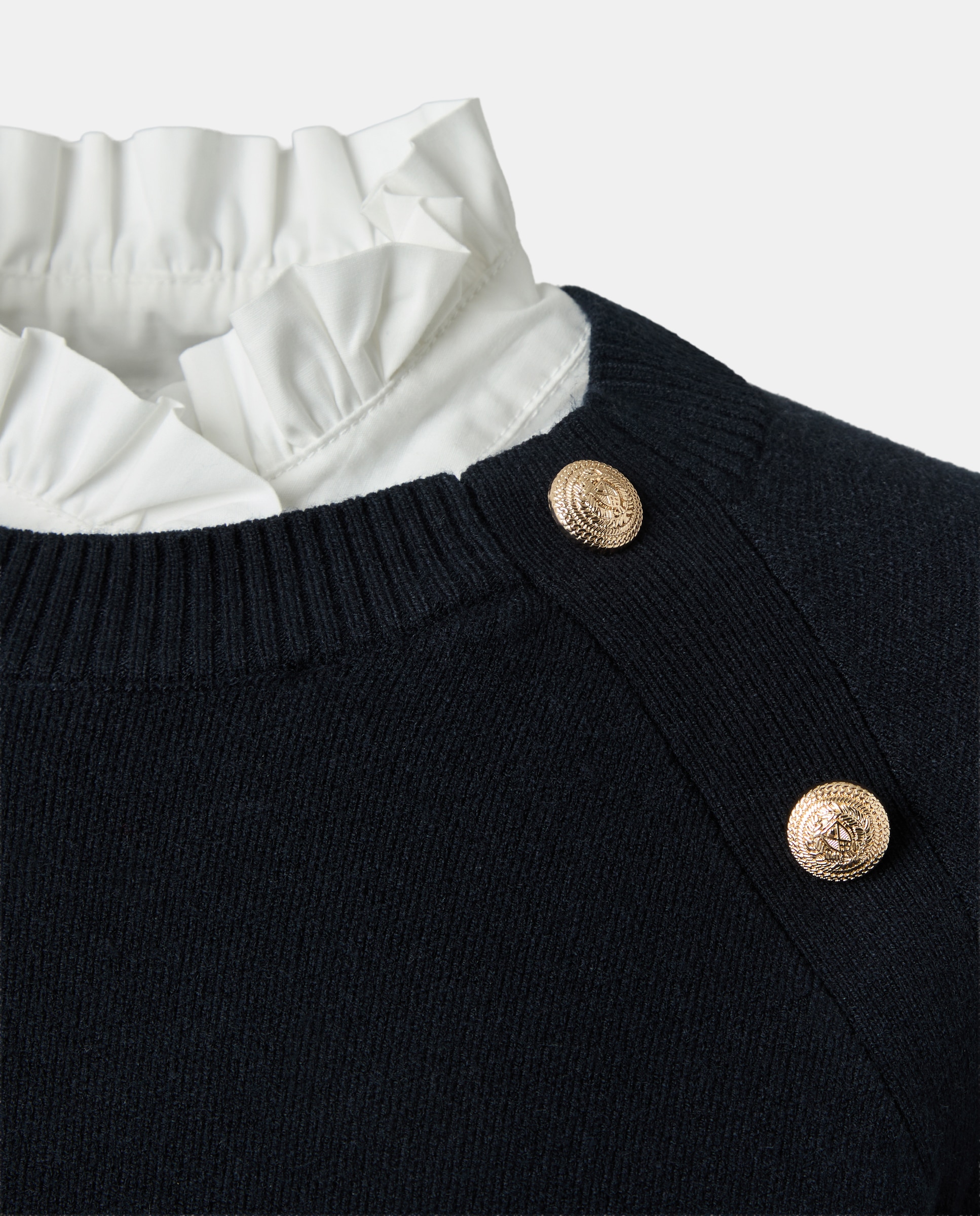 Camisola de Malha com Folho Desmontável Azul-marinho-6