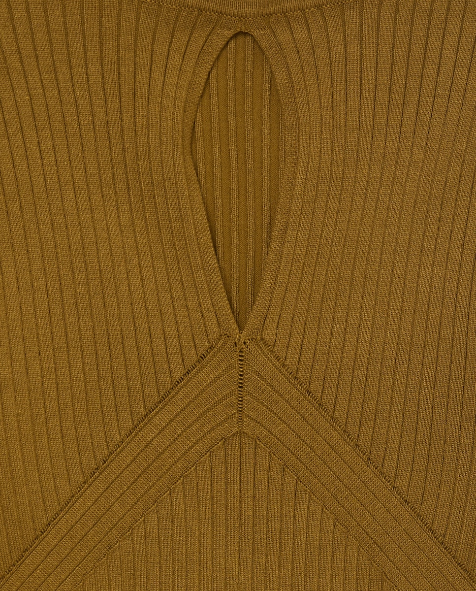 Camisola de Malha com Decote Redondo e Abertura à Frente Verde-5