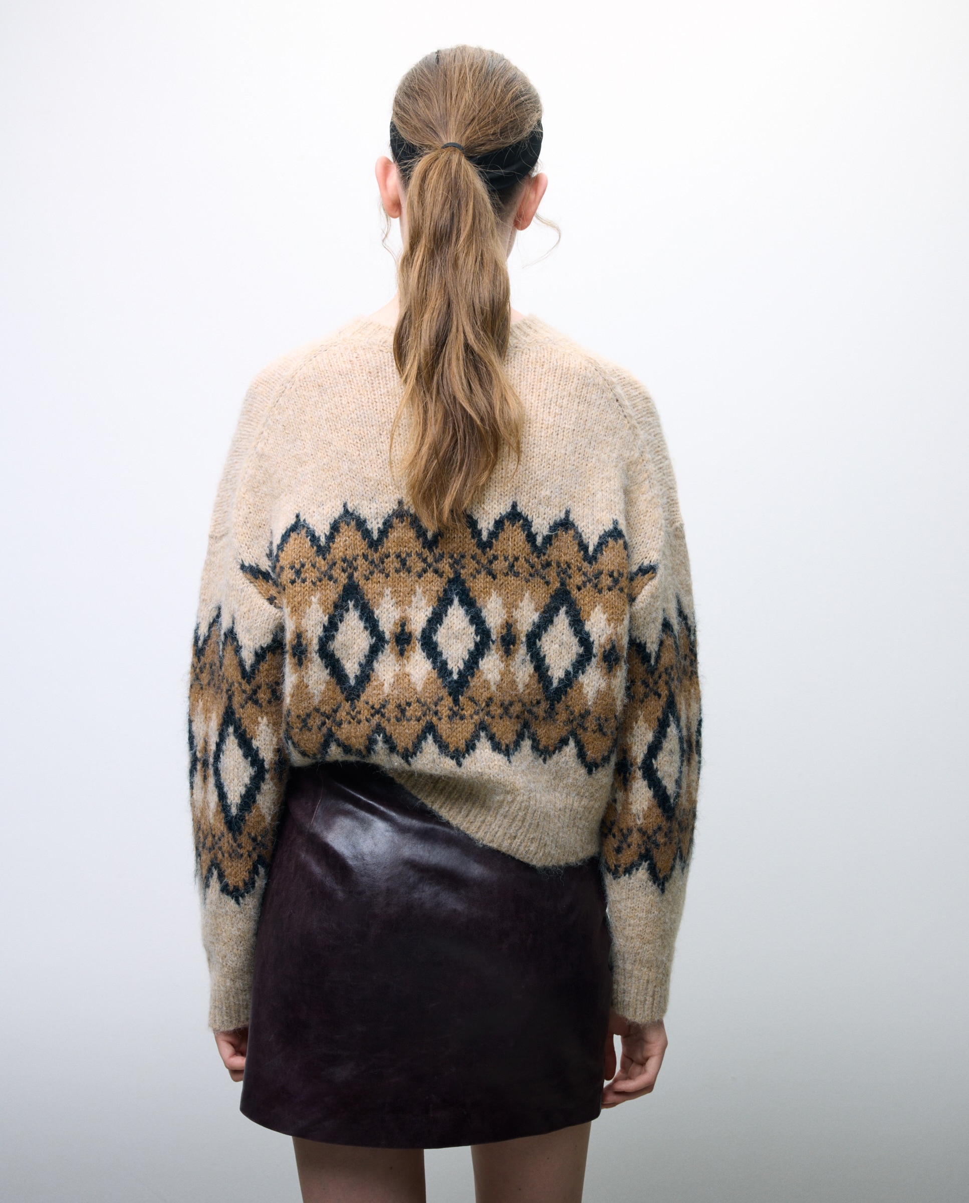 Camisola de malha jacquard com manga comprida 730 Camel-3