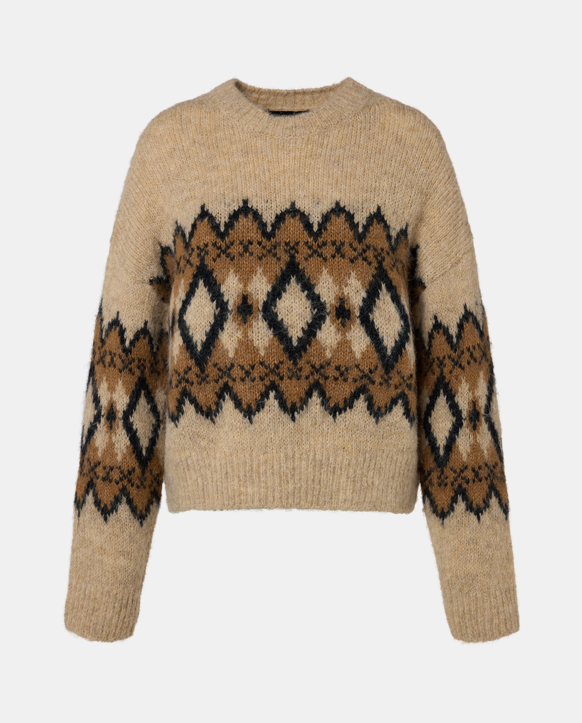 Camisola de malha jacquard com manga comprida 730 Camel-5