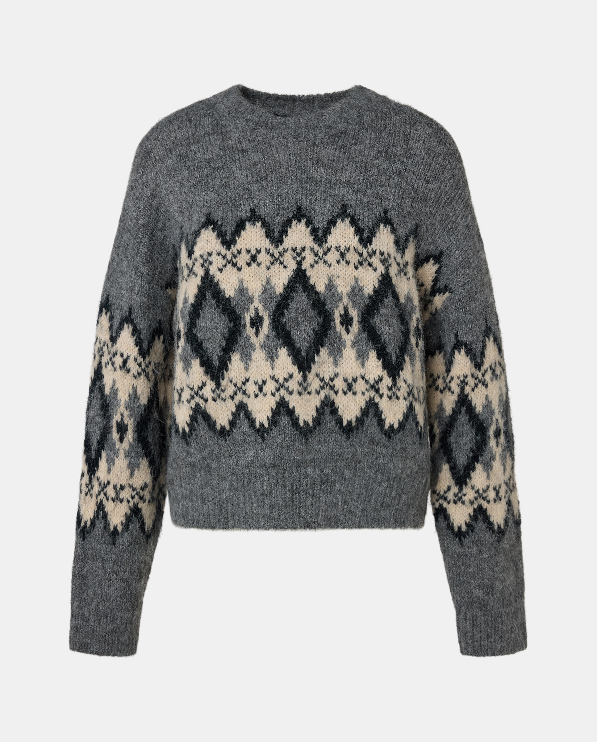 Camisola de malha jacquard com manga comprida 120 Cru-5