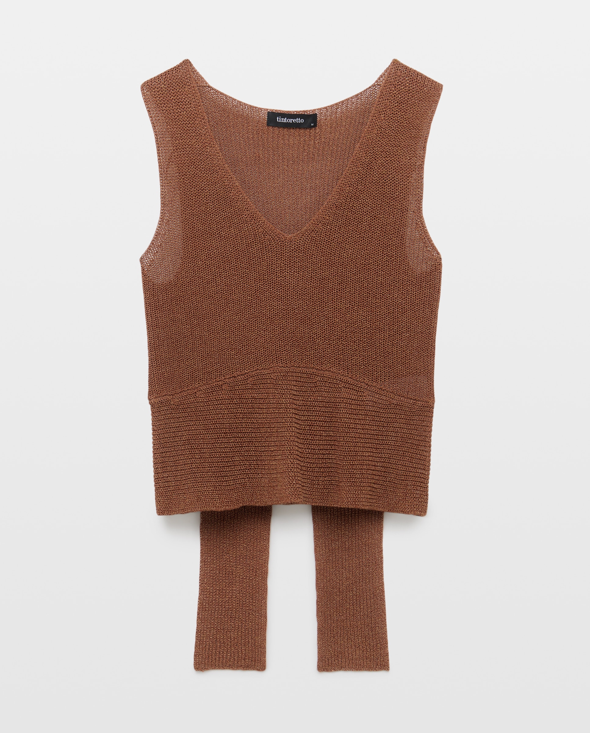 Tintoretto - Jersey de mujer con cuello pico y lazada.