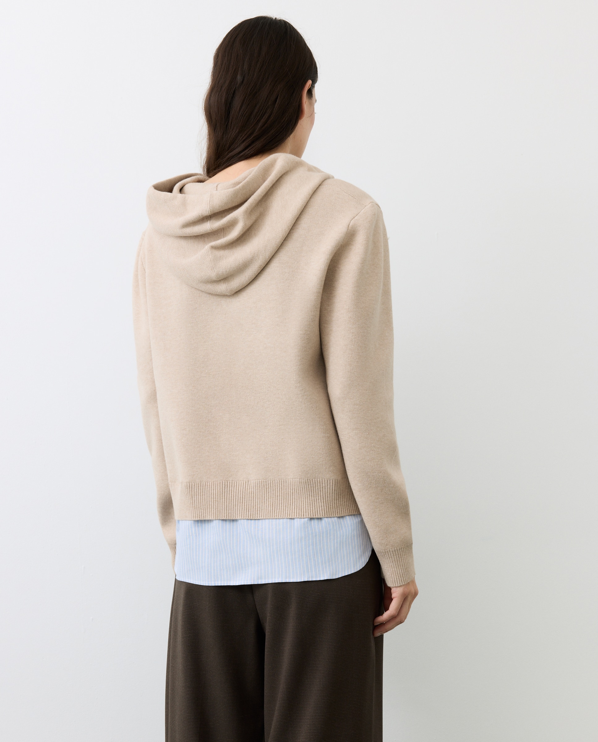 Suéter de mujer combinado capucha - Tintoretto - Beige Beige-3