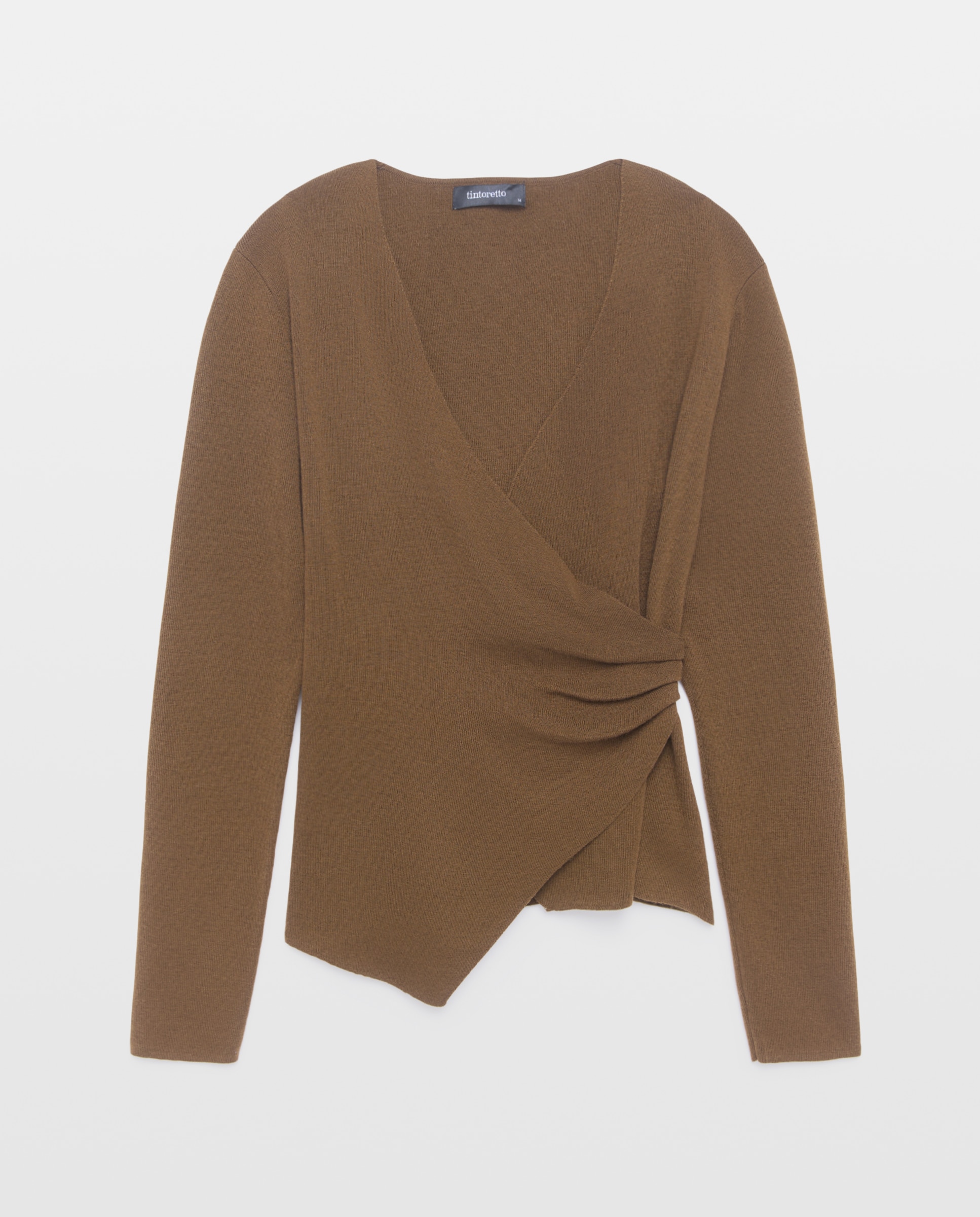 Jersey de mujer cruzado con frunce - Tintoretto - 560 Oliva 560 Oliva-5