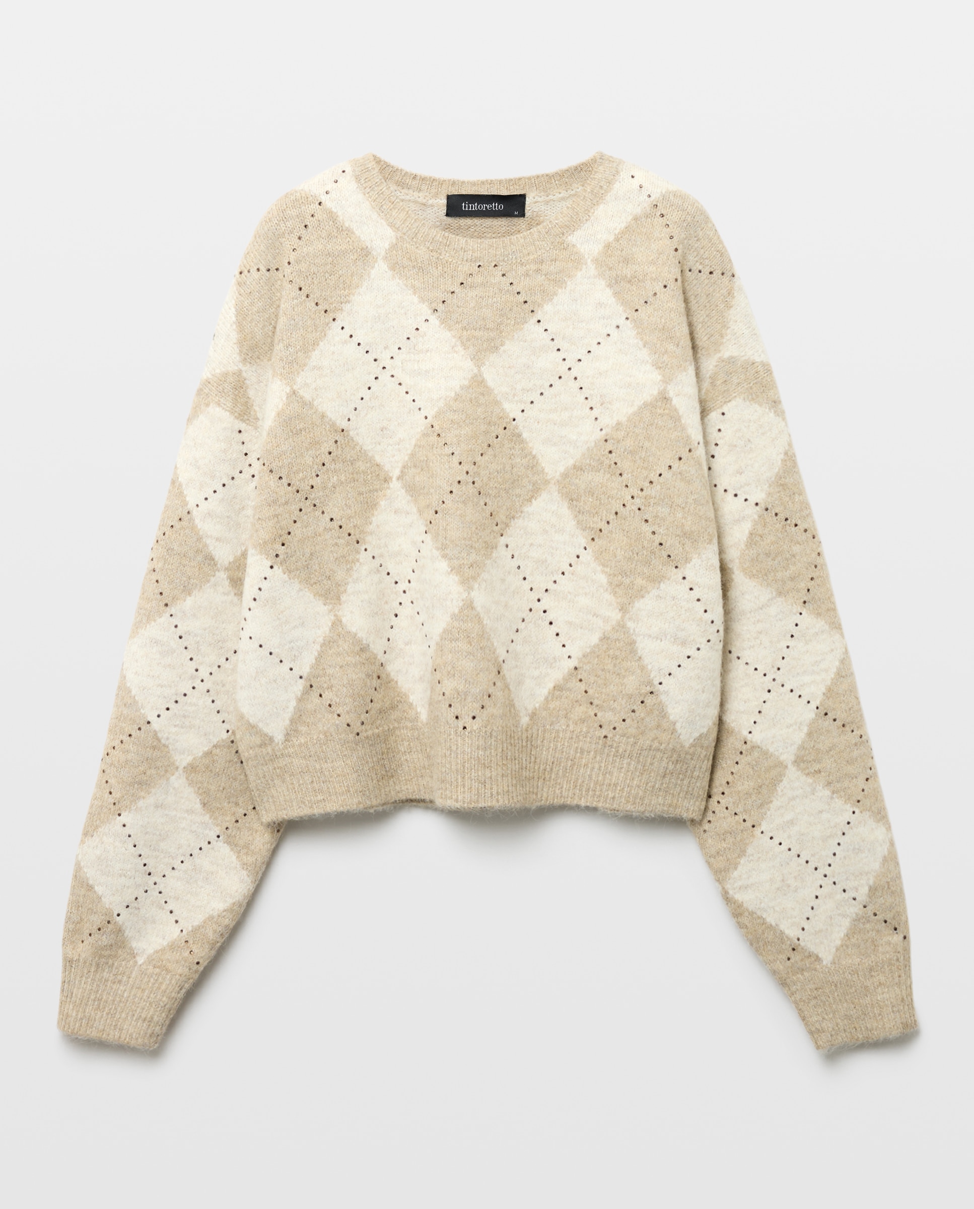 Imagen 1 de Suéter rombos de mujer con strass - Tintoretto - Beige Beige