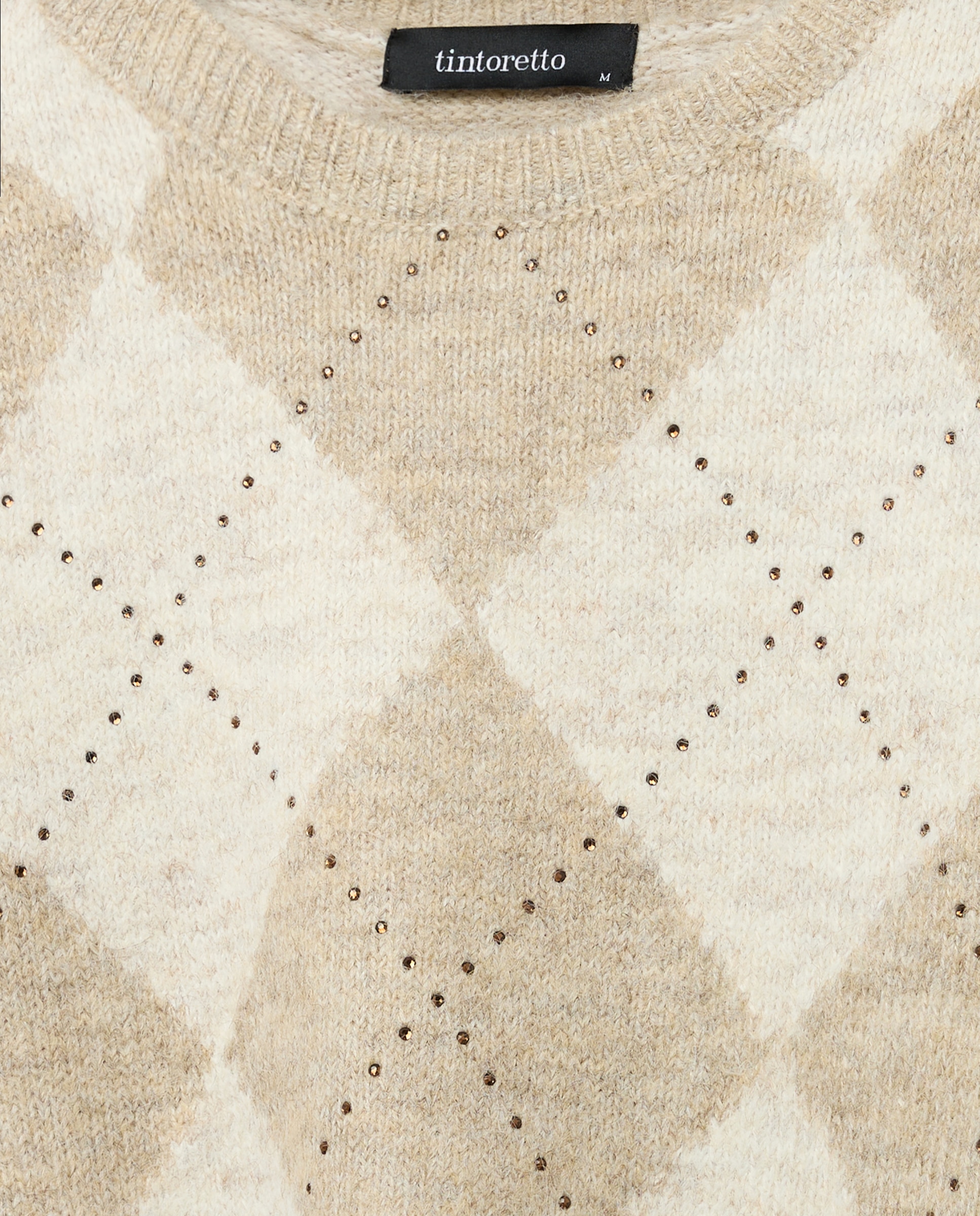 Imagen 2 de Suéter rombos de mujer con strass - Tintoretto - Beige Beige